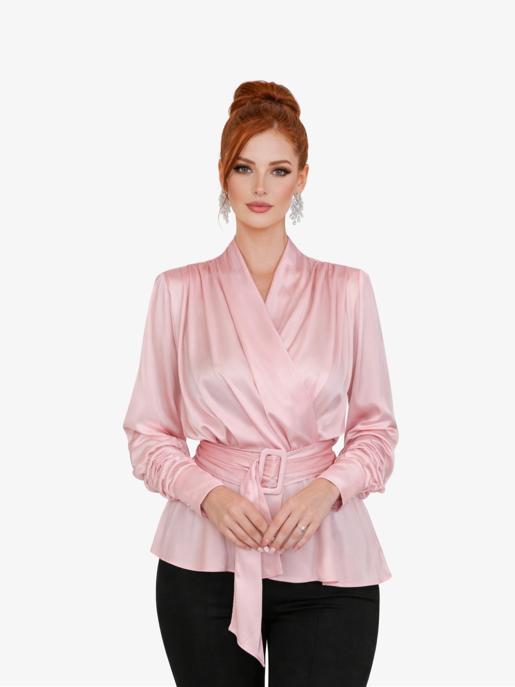 Bluza din Satin si Bumbac "Eveline", Roz