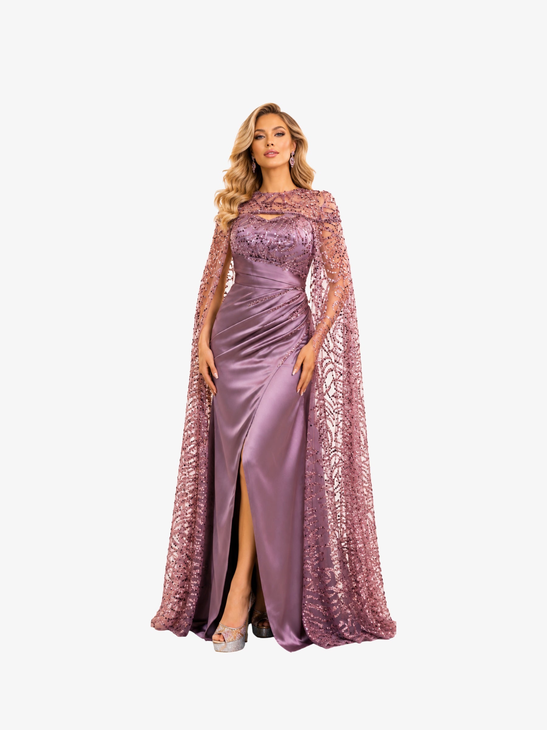 Rochie "Polina" Mov cu Capa detasabila