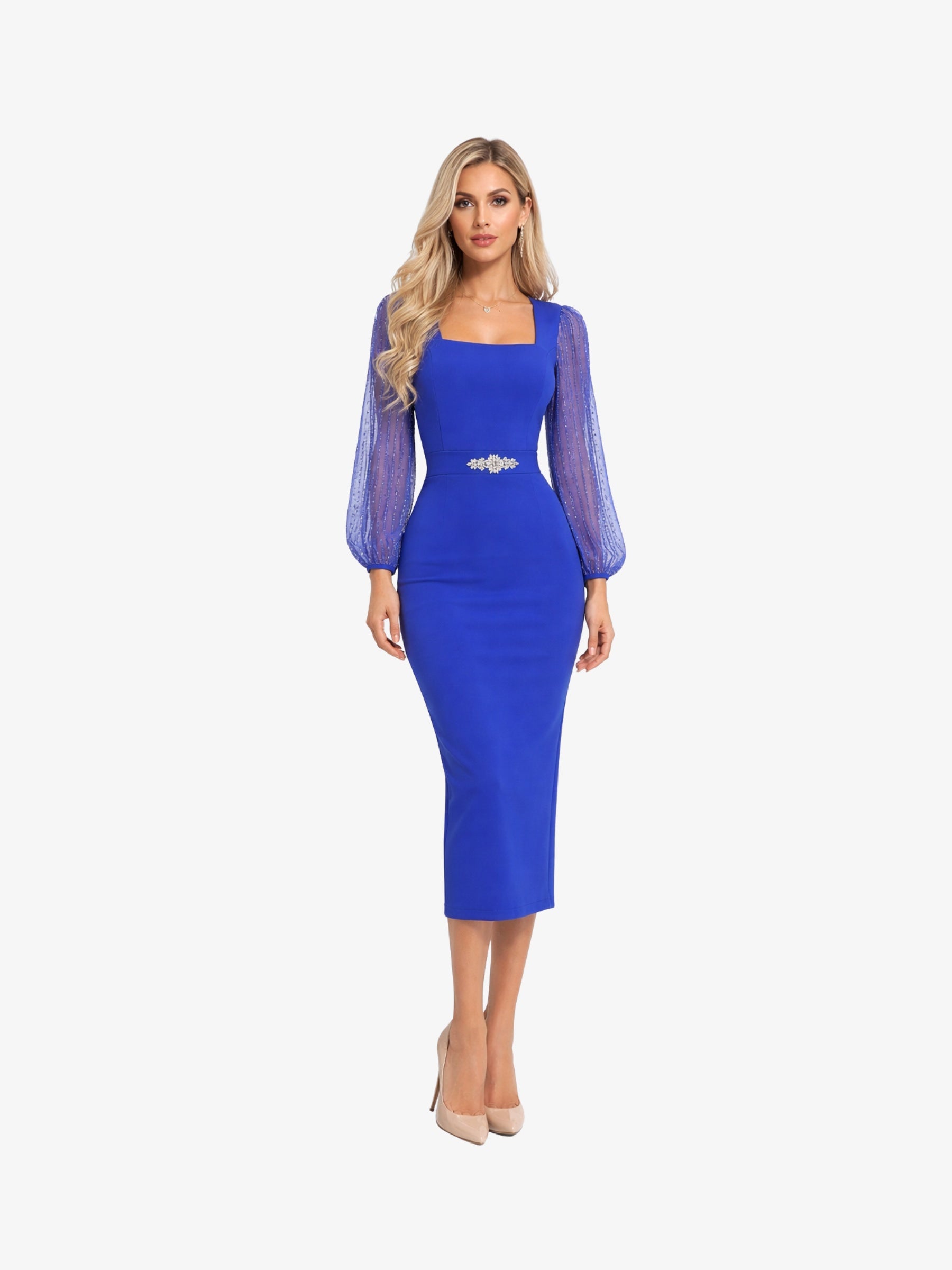 Rochie Midi “Heidi”, Albastru