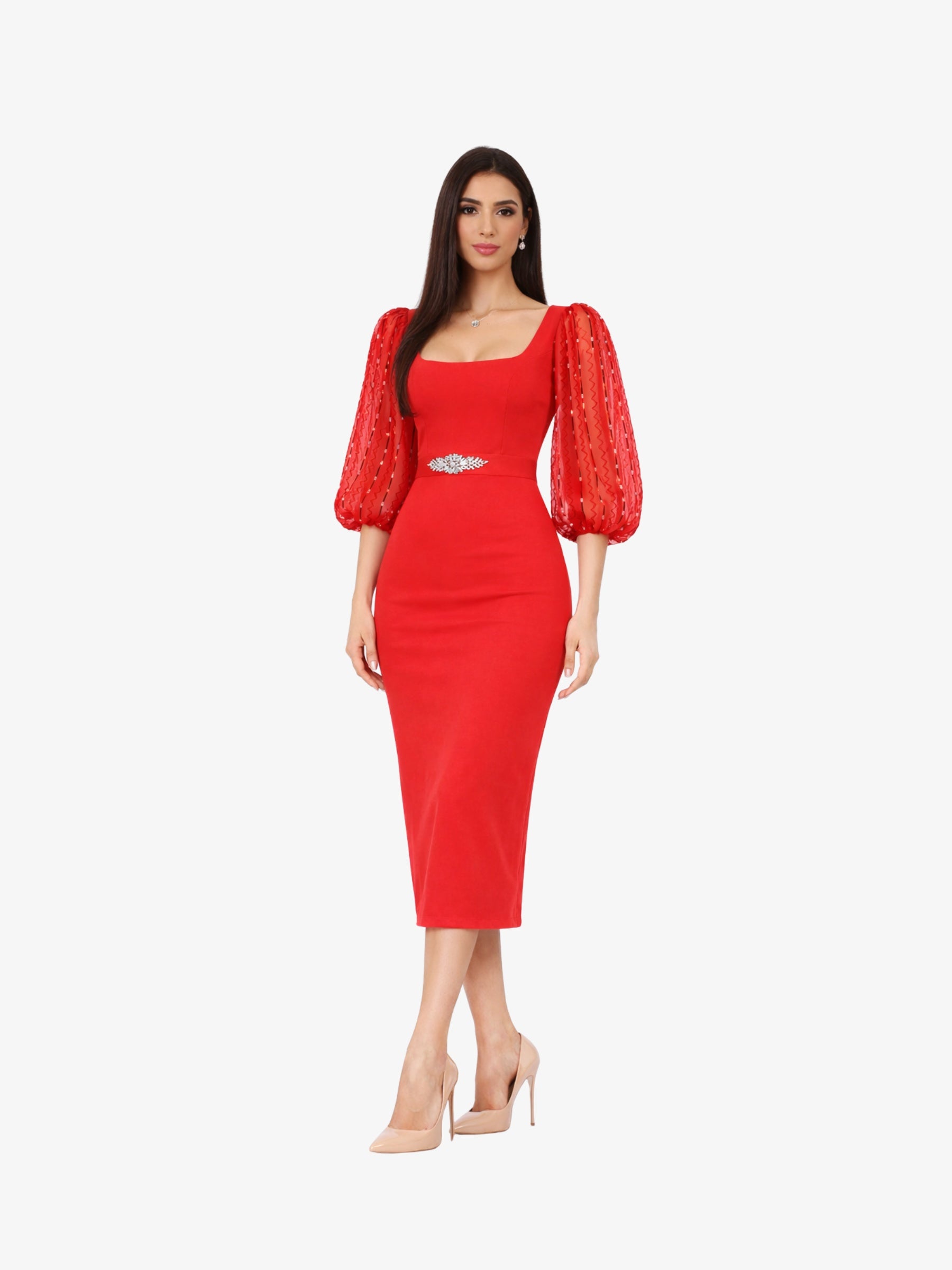 Rochie Midi “Heidi”, Rosu