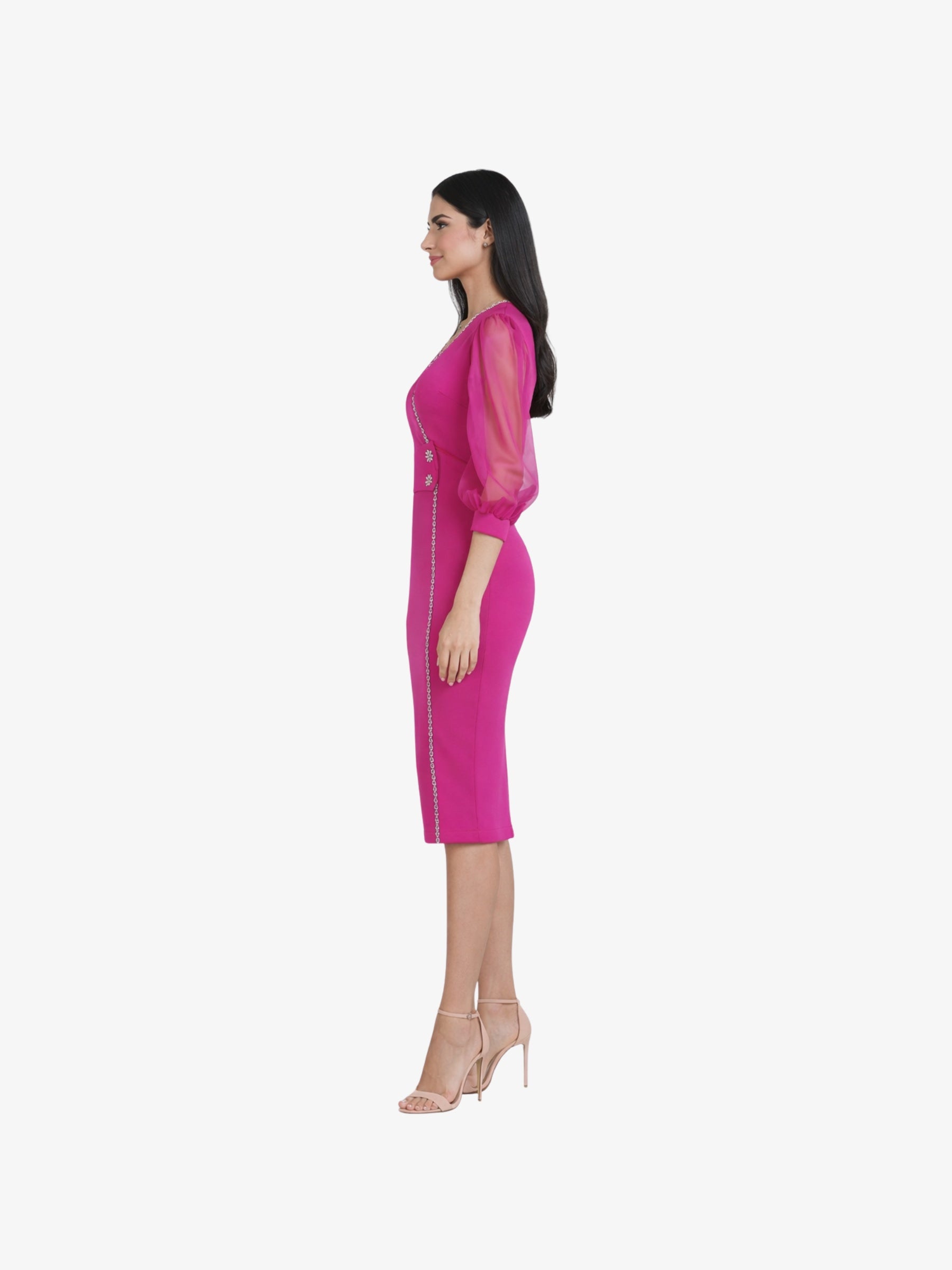 Rochie Midi “Elisa”, Fucsia