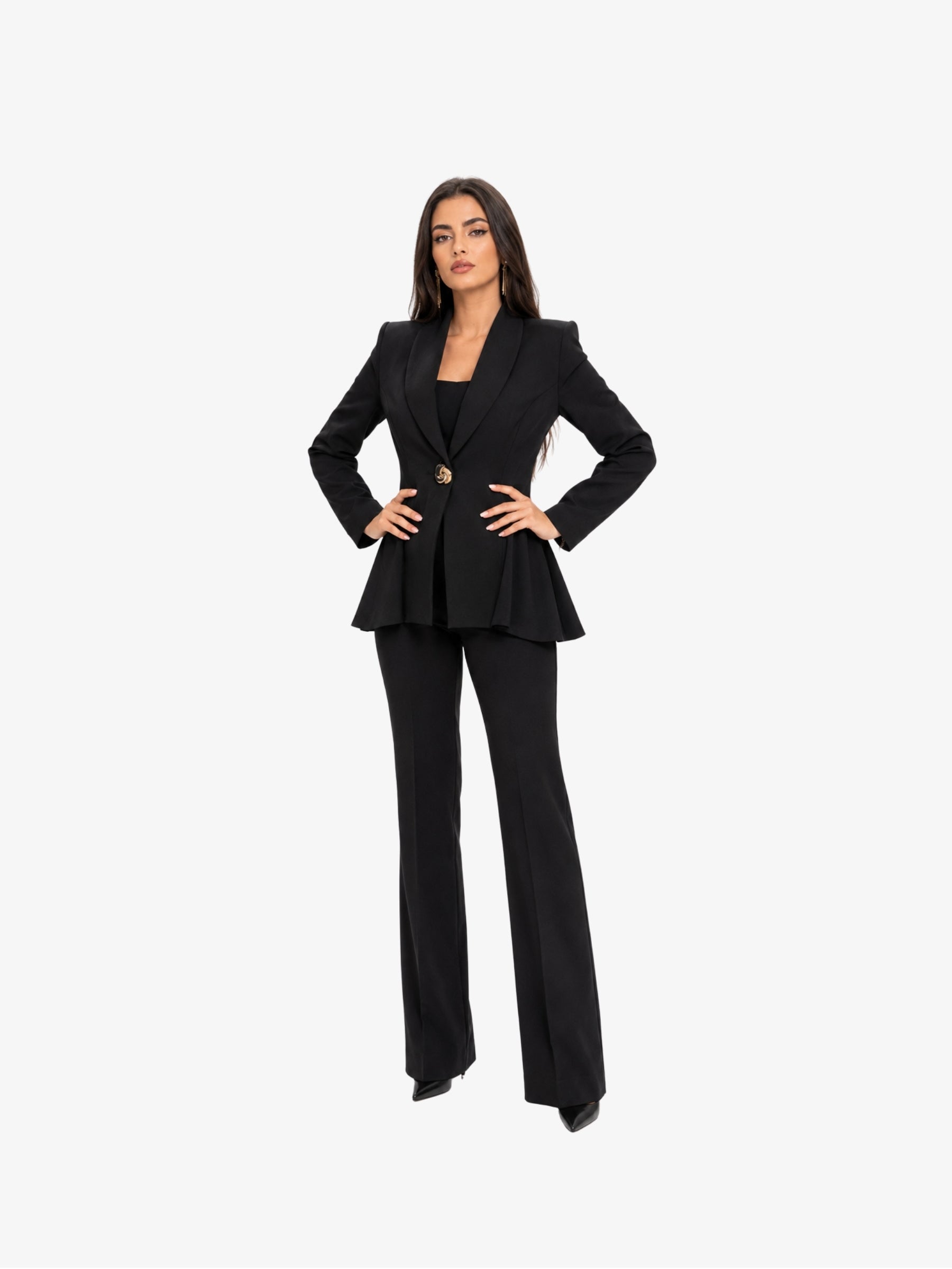 Costum Elegant, cambrat, Negru