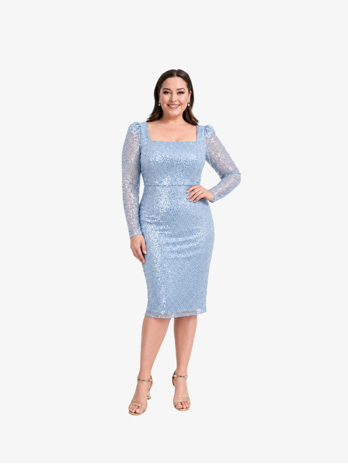 Rochie Midi Plus Size “Bernice”, Baby Blue