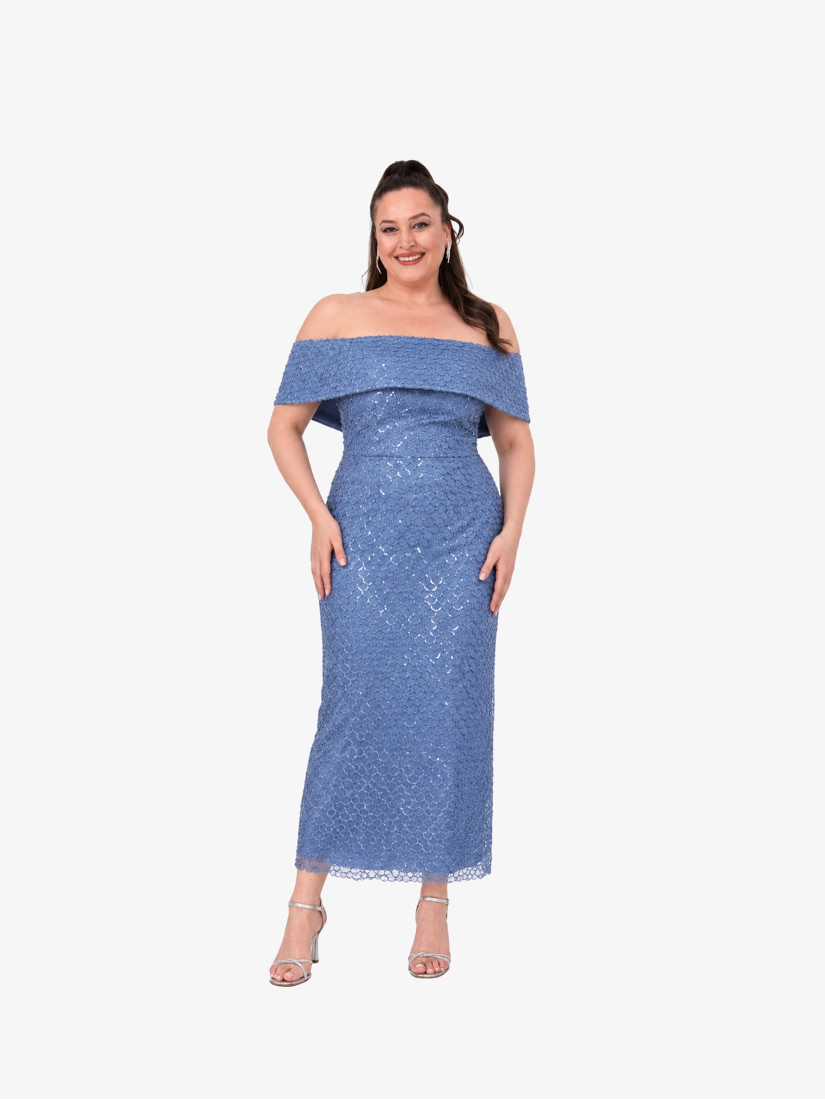 Rochie Midi Plus Size “Isolde”, Albastru