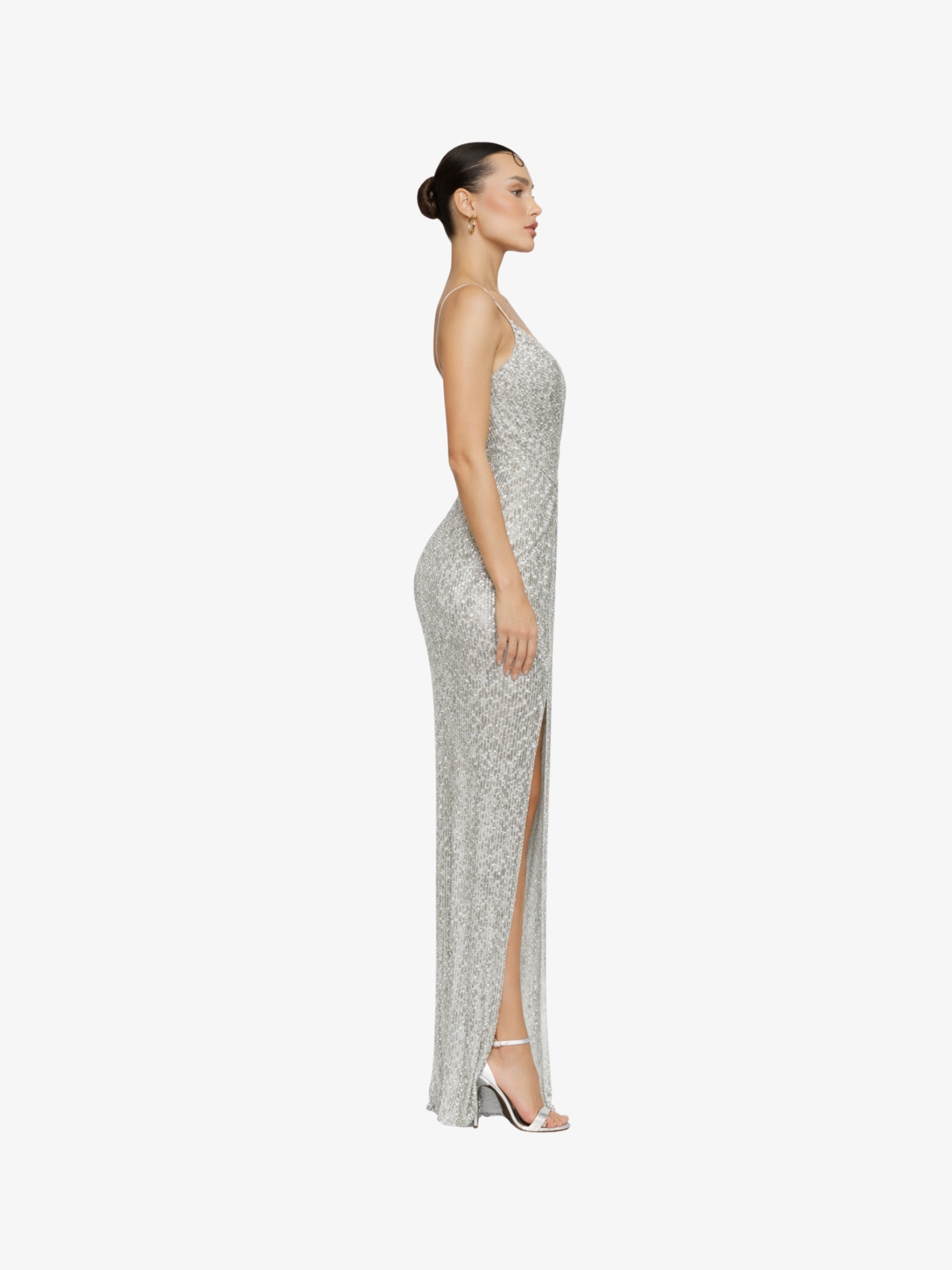 Rochie Lunga “Sparkle”, Argintiu