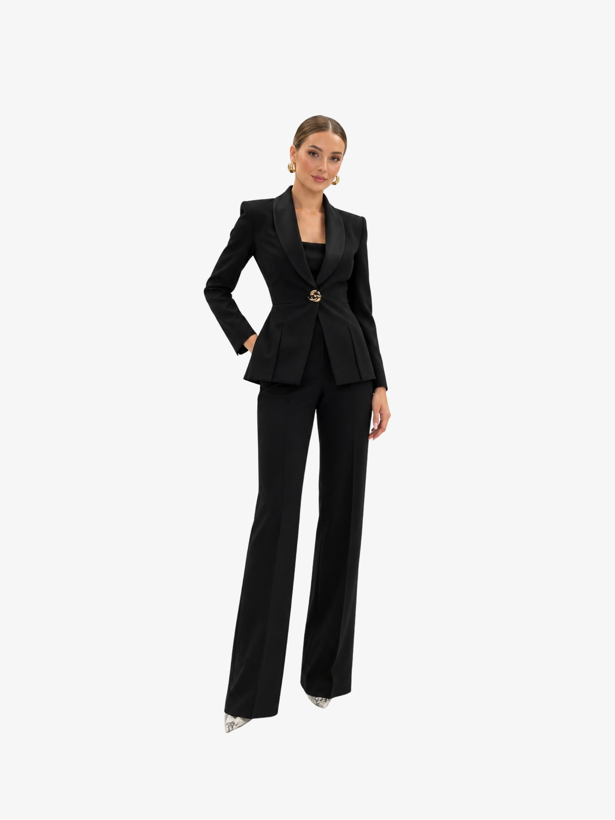 Costum Elegant “Ginevra” cambrat, Negru