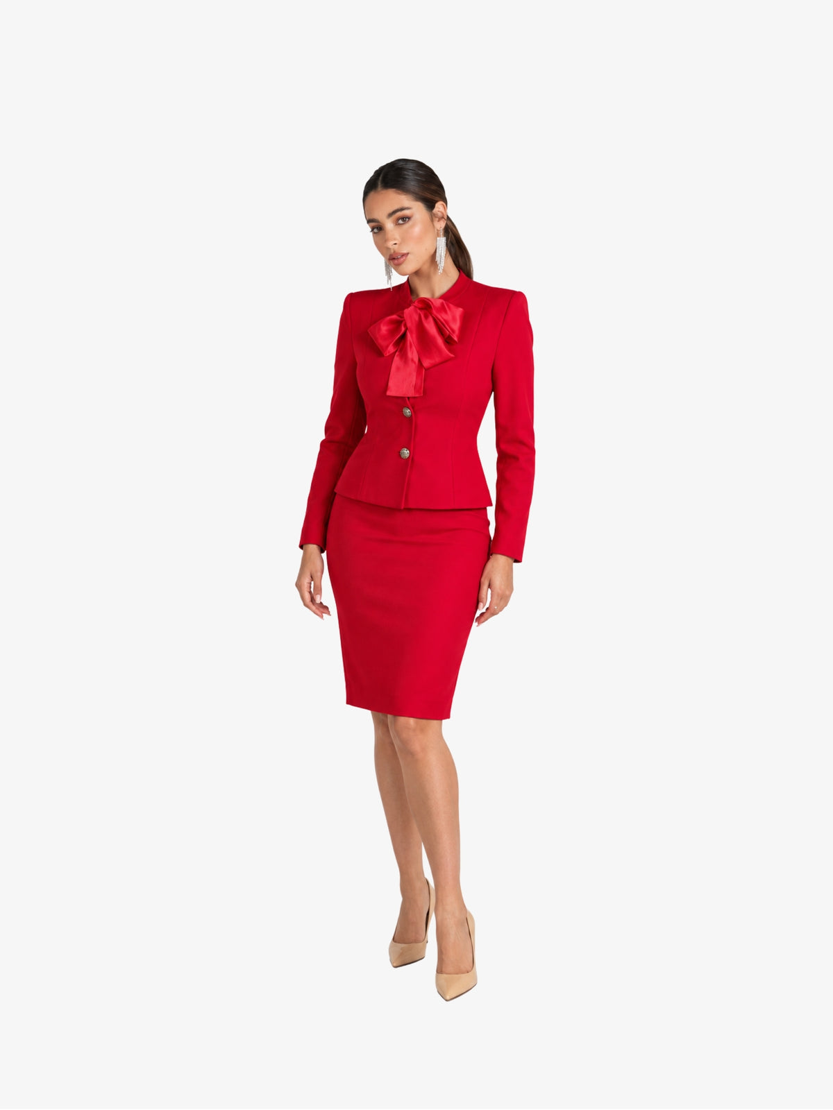 Costum Elegant Deux Pieces “Tania”, Rosu