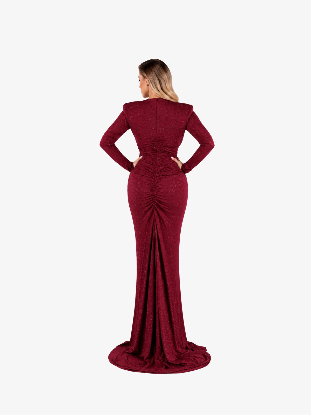Rochie Eleganta cu Cristale “Maura”, Burgundy