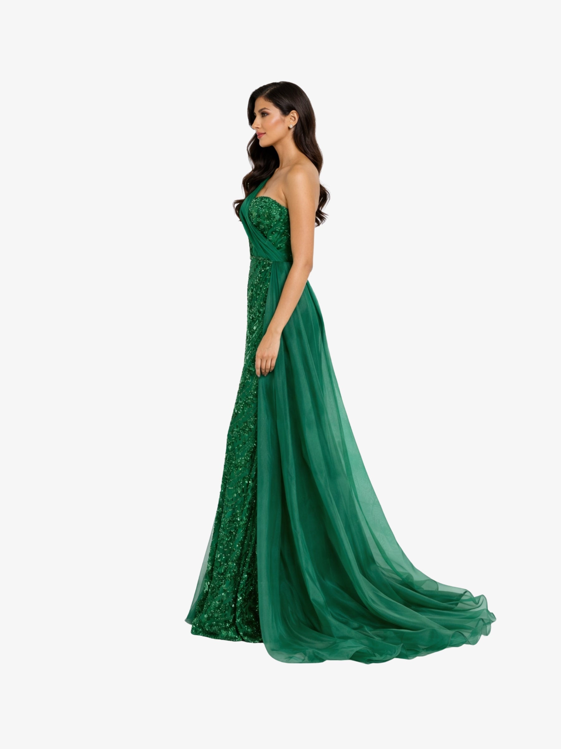 Rochie Lunga cu Trena "Valentina", Verde