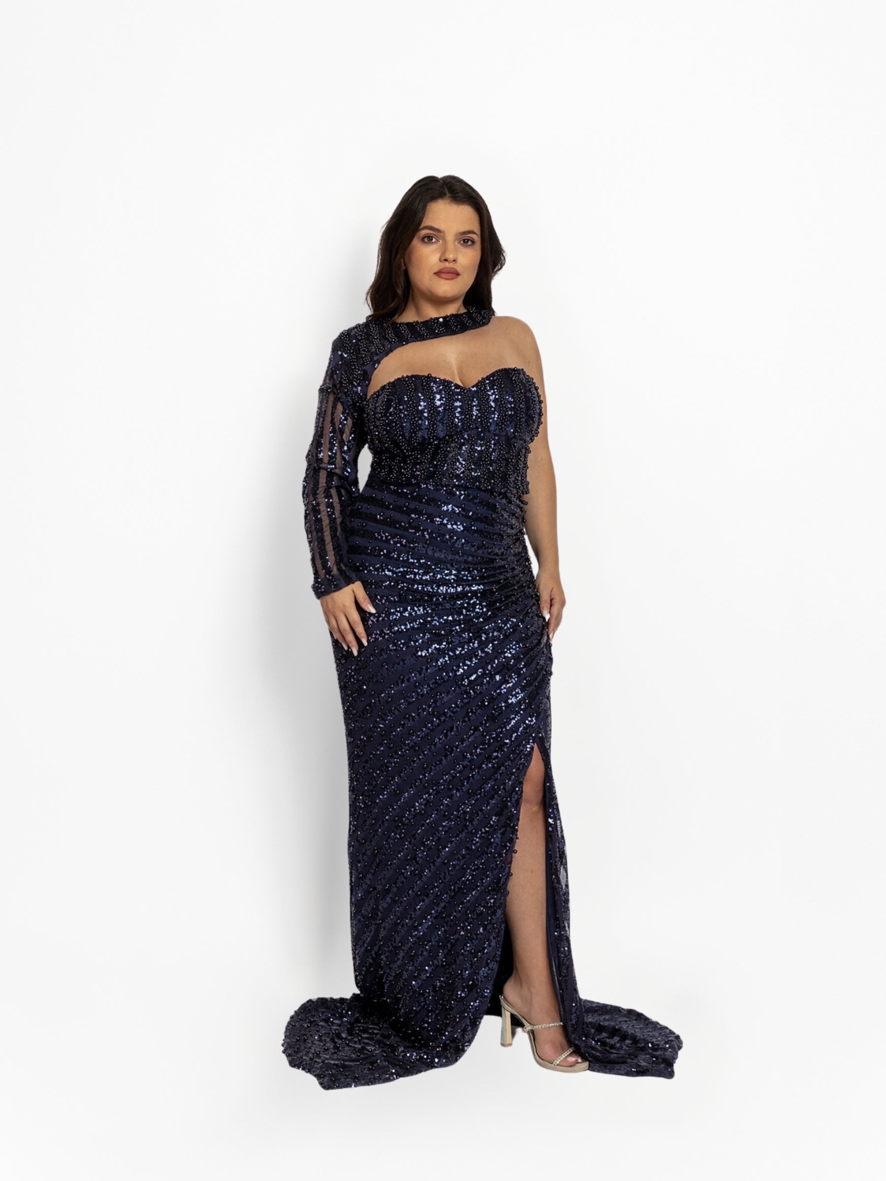 Rochie Lunga "Ingrid", Albastru Inchis