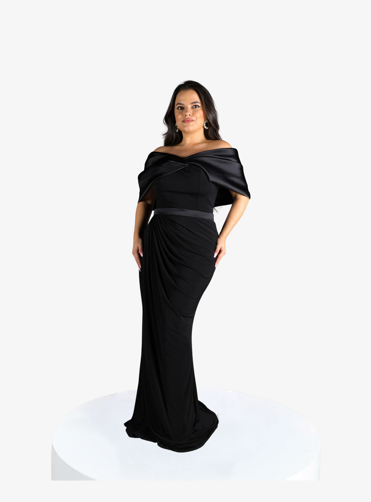 Rochie Eleganta cu Drapaje Asimetrice Soline, Negru