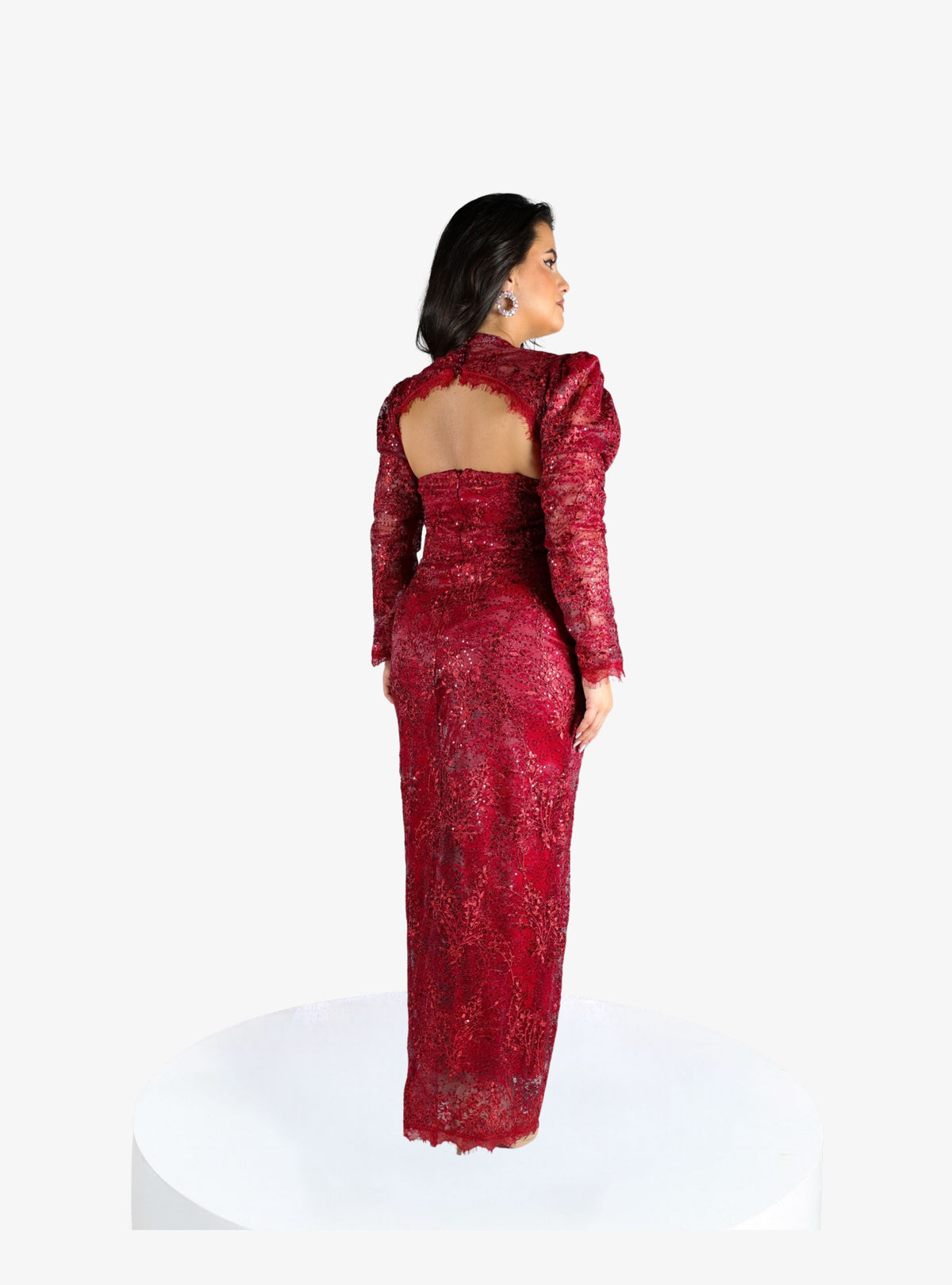 Rochie Midi cu Dantela “Haziran”, Rosu