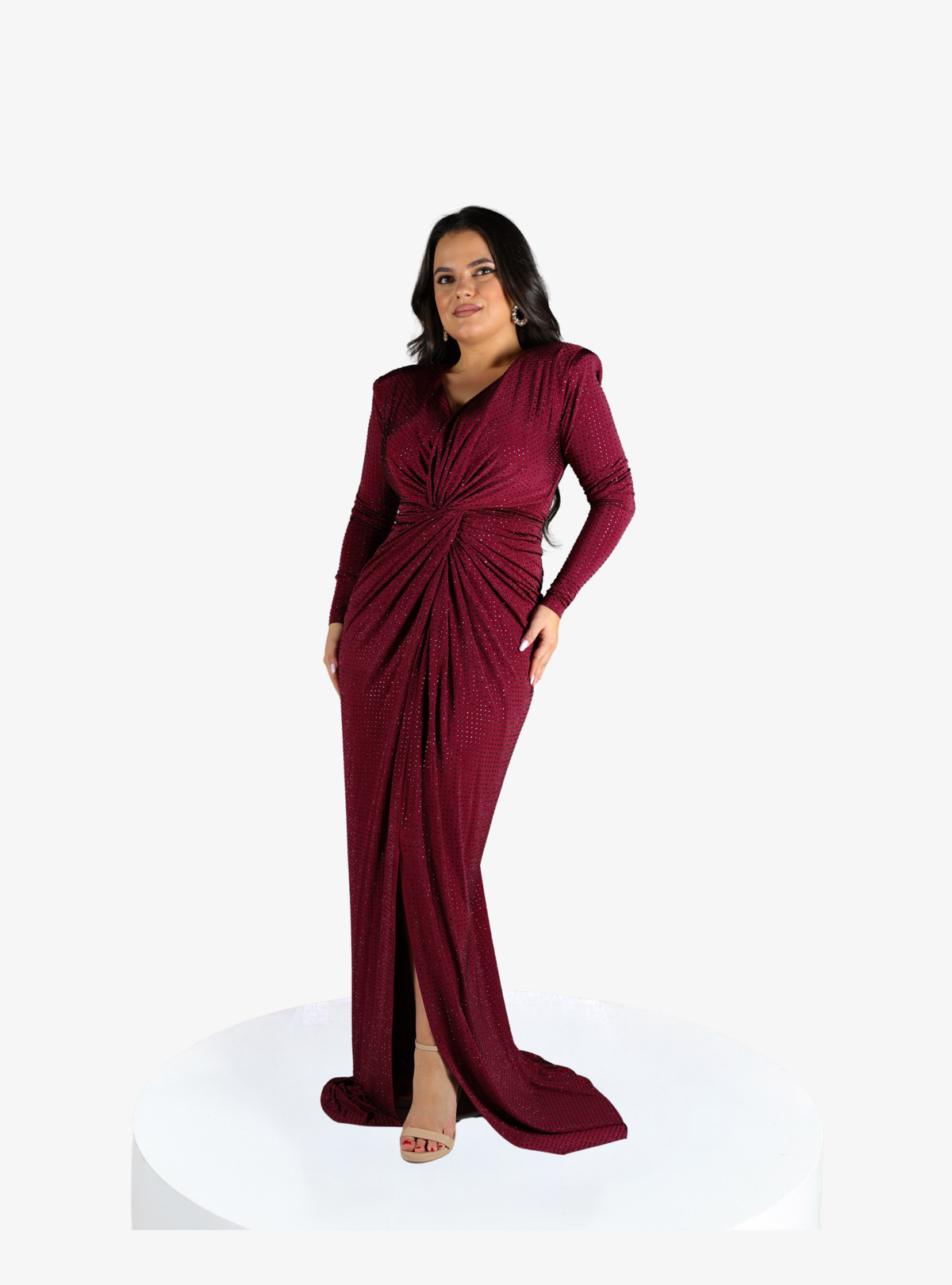 Rochie Eleganta cu Cristale “Maura”, Burgundy