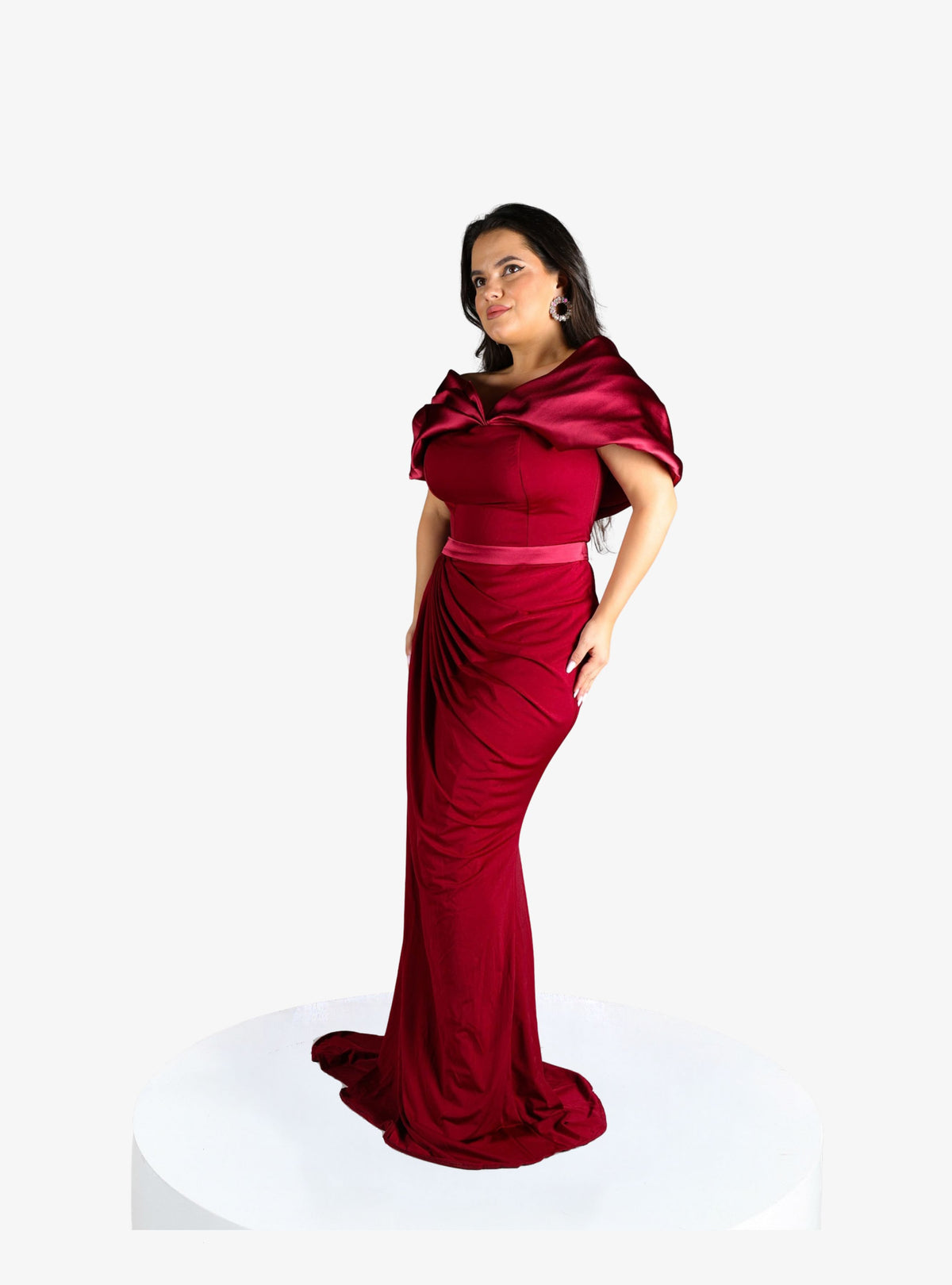 Rochie Eleganta cu Drapaje Asimetrice “Soline”, Burgundy