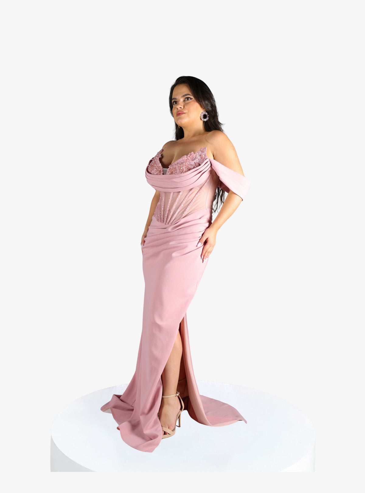 Rochie Lunga "Charlote Luxury", Roz
