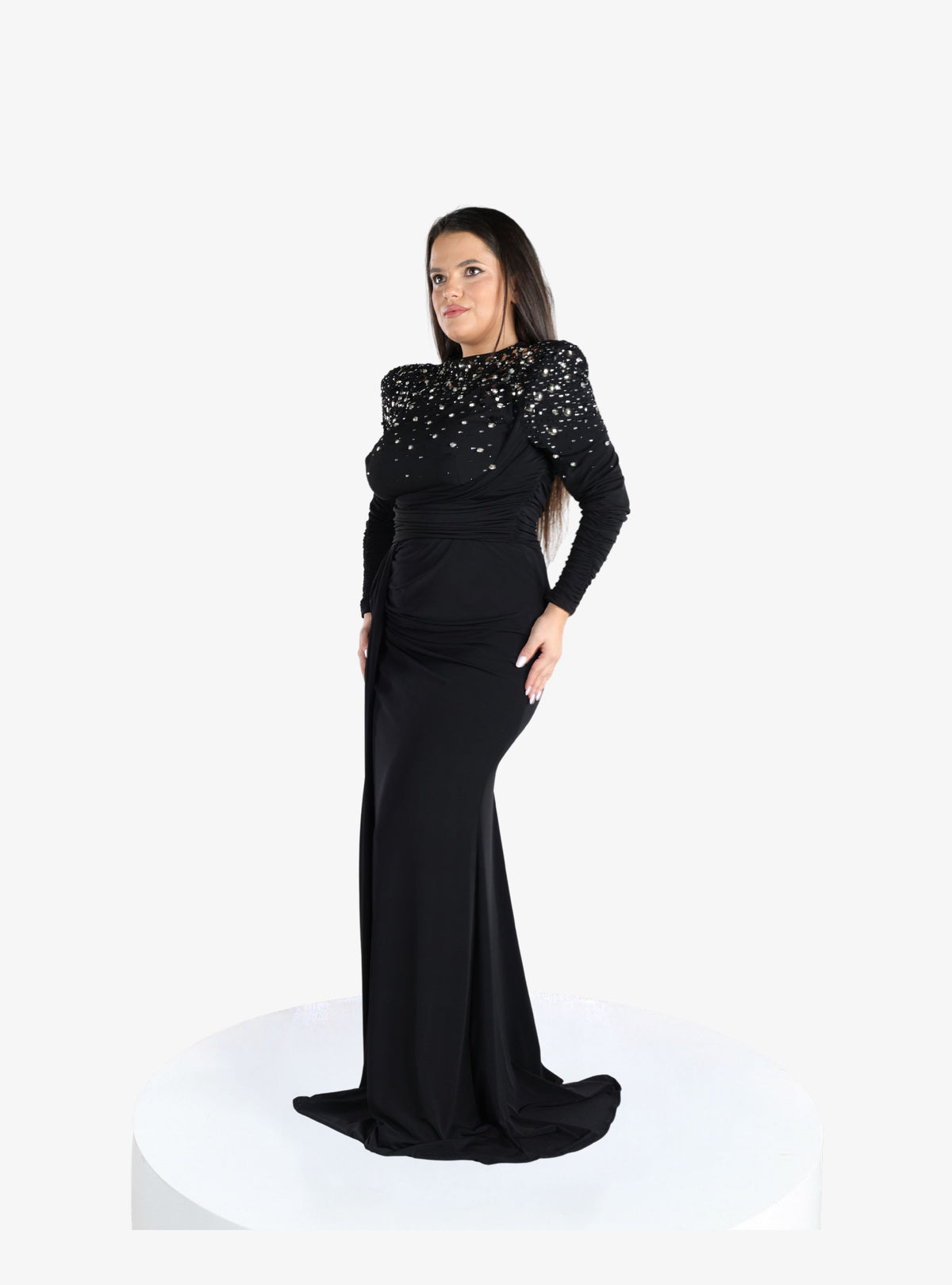 Rochie Eleganta cu Cristale “Noelia”, Negru