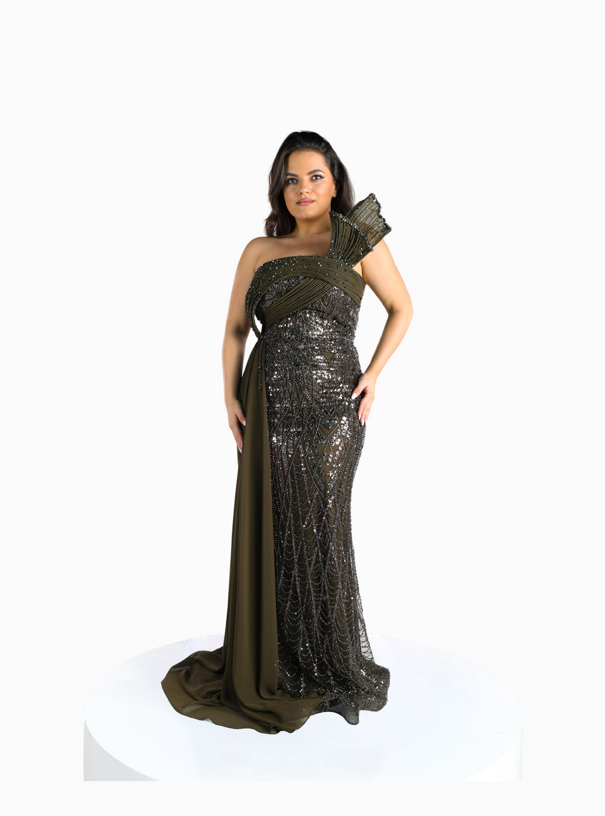 Rochie Luxury “Farya”, Verde Oliv Inchis