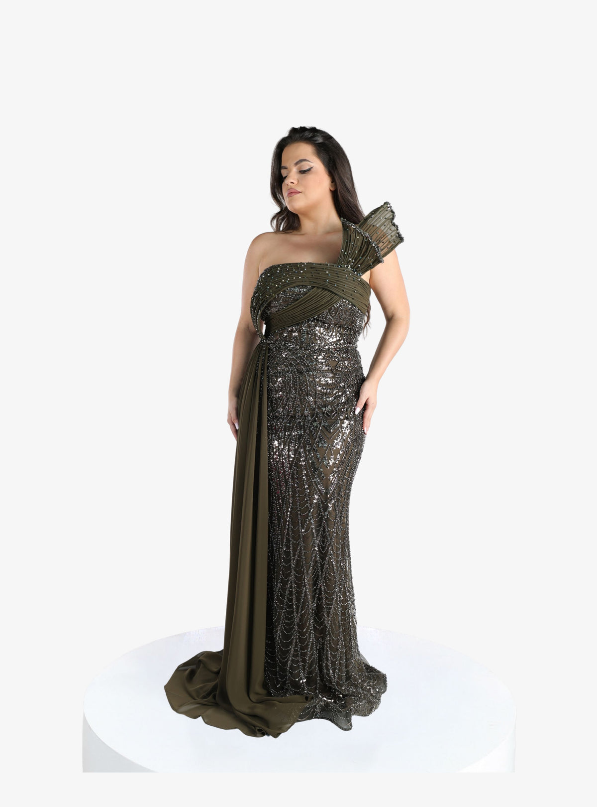 Rochie Luxury “Farya”, Verde Oliv Inchis