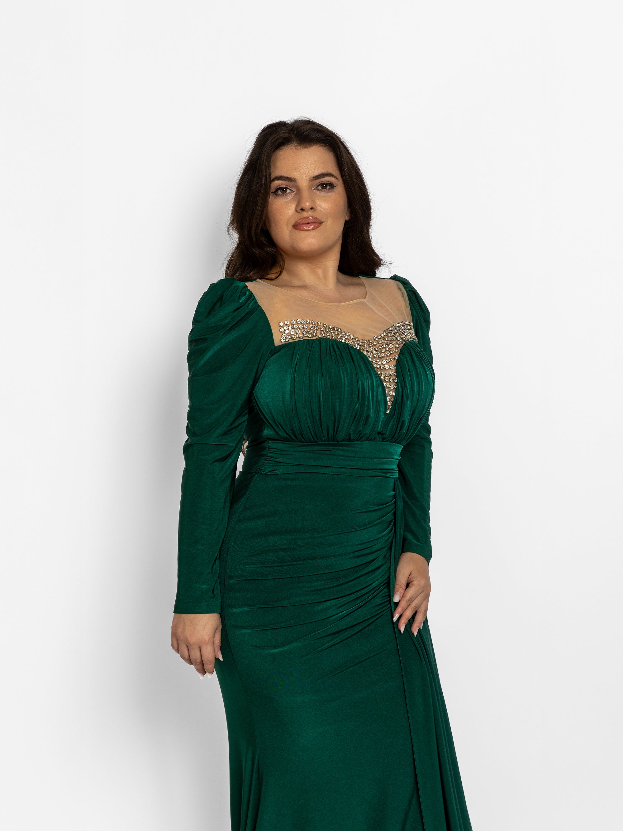 Rochie Lunga cu Trena "Ayda", Verde
