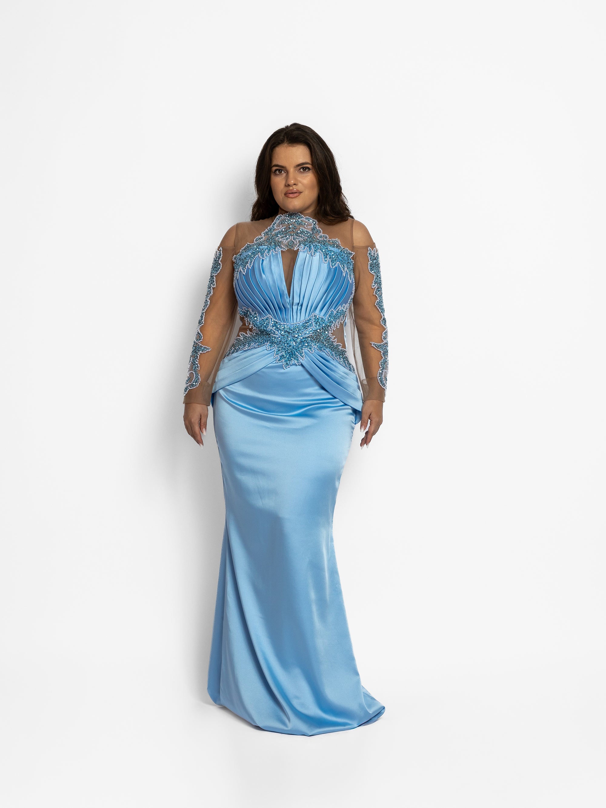 Rochie Lunga "Azira", Albastru Deschis