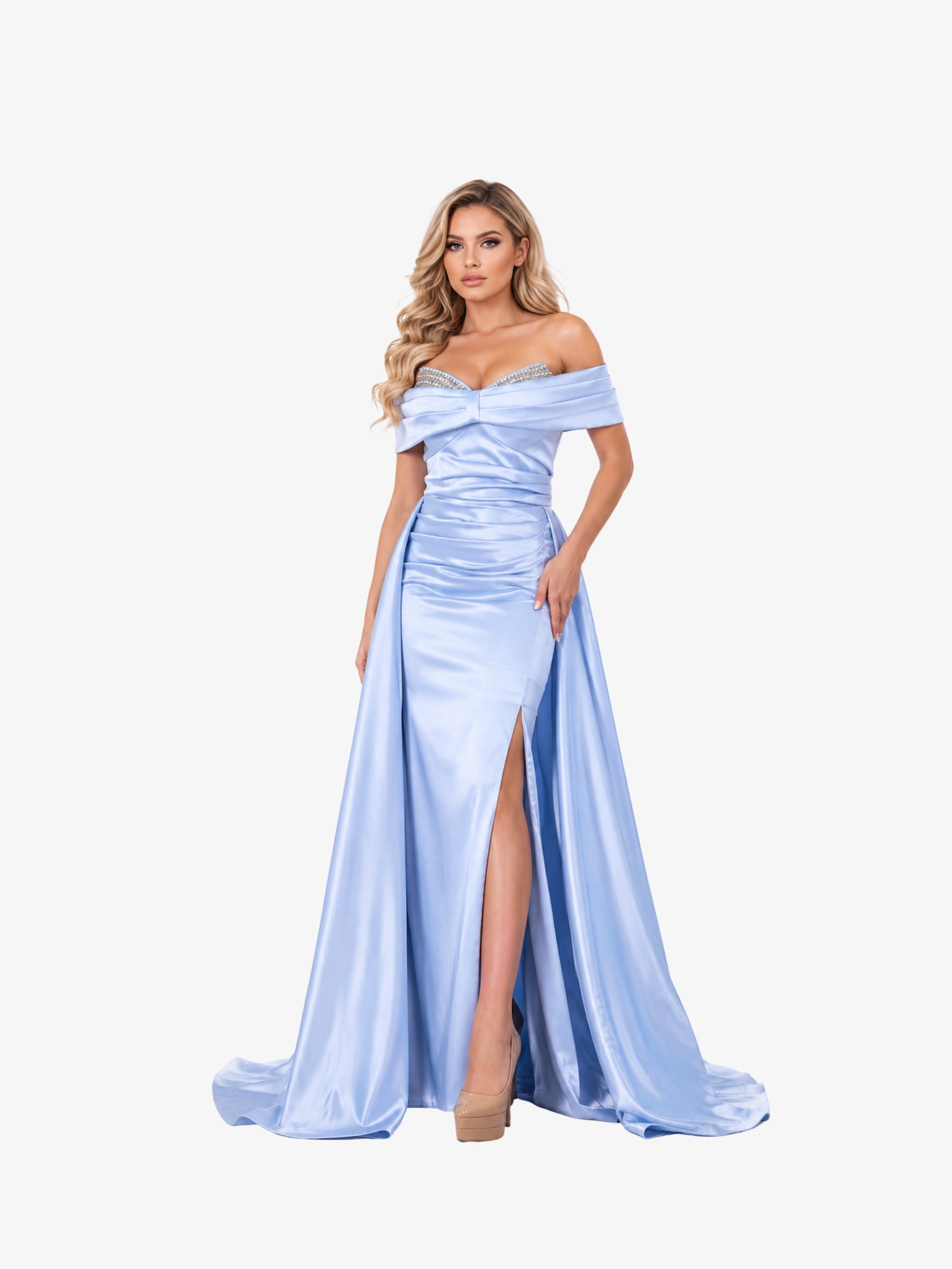Rochie Lunga “Onyela”, cu Trena Albastru
