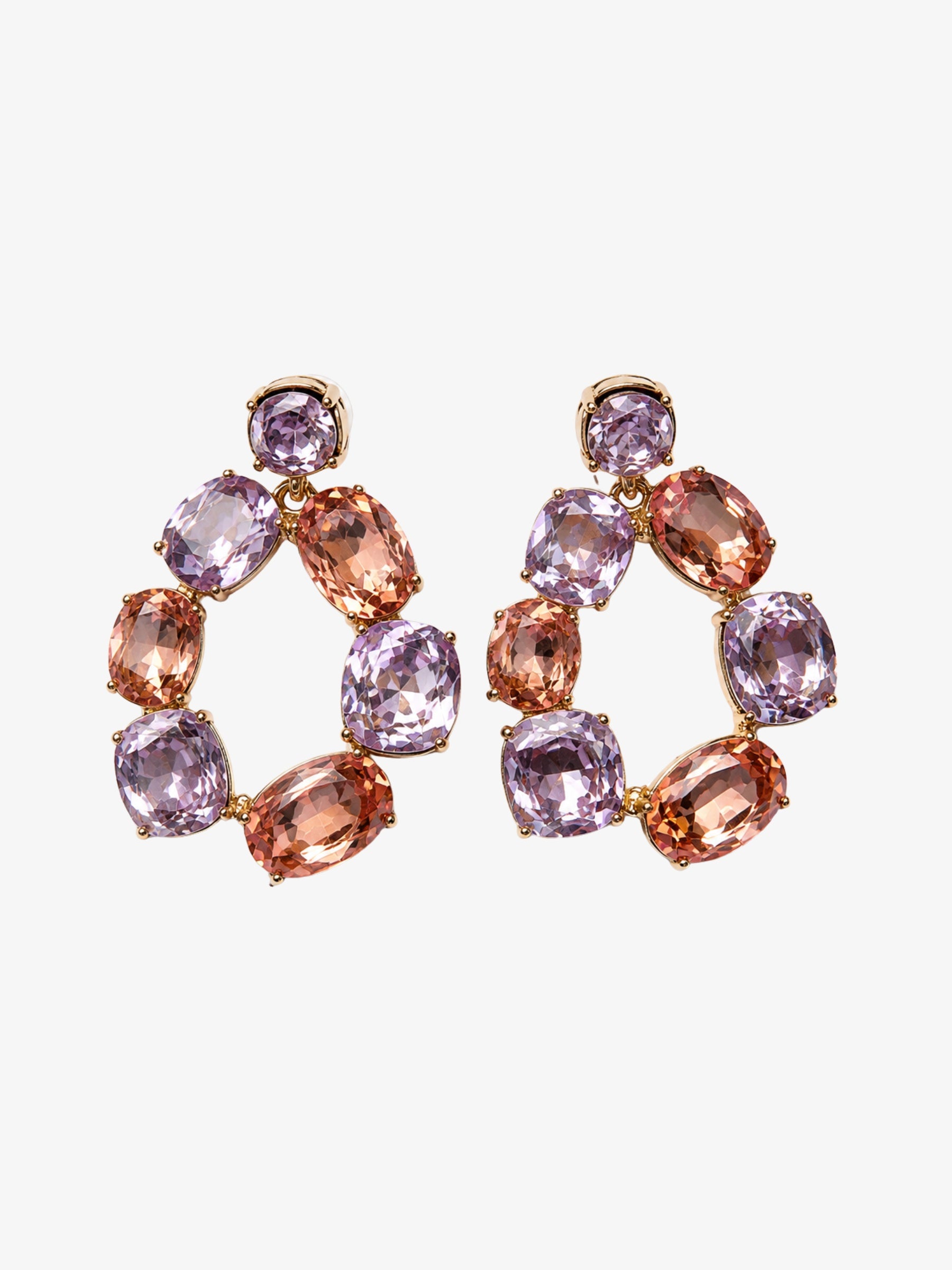 Cercei Luxury “Peach Glow”, cu Cristale Mov