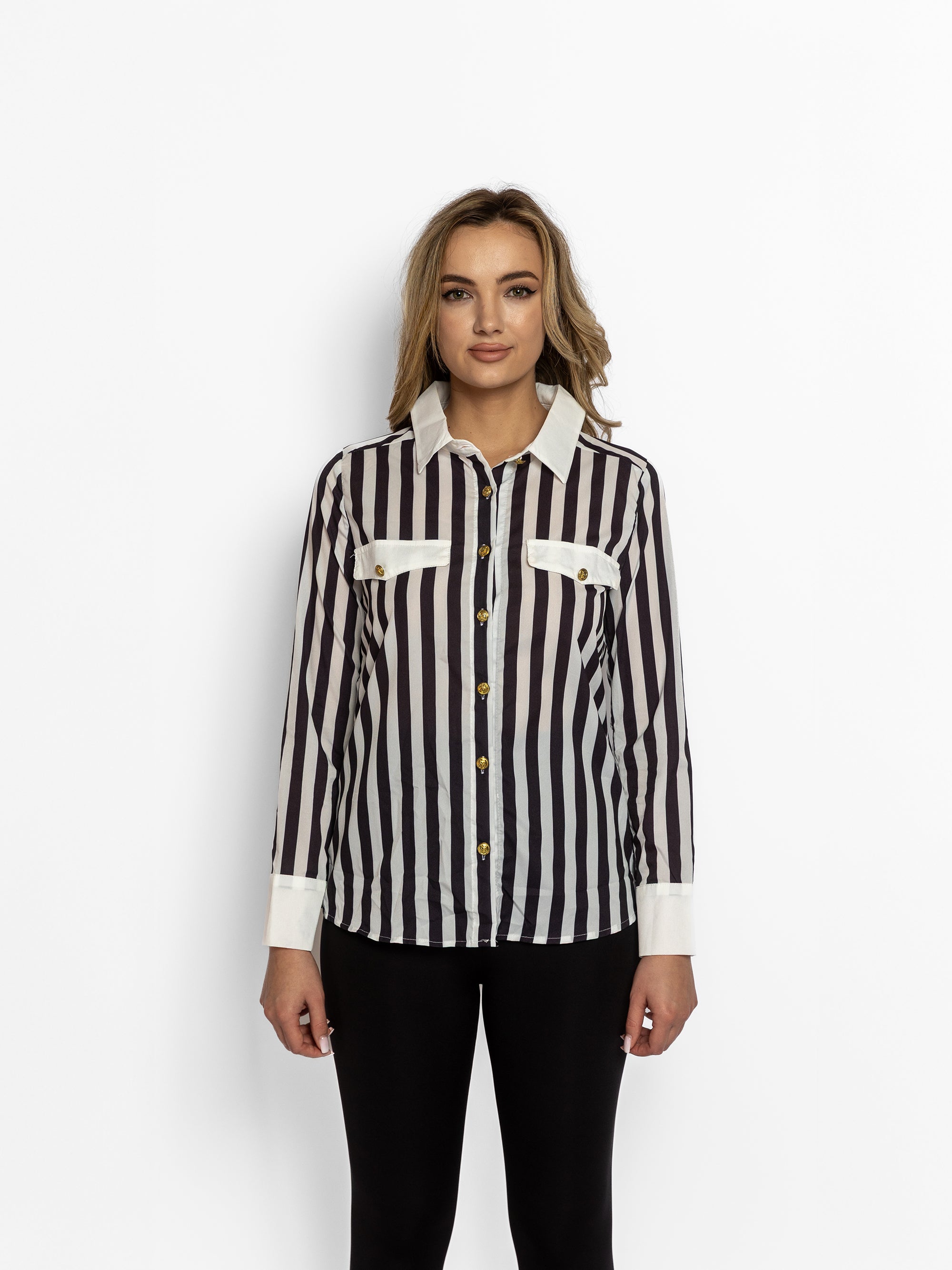 Camasa din Bumbac "Liana", Alb si Negru