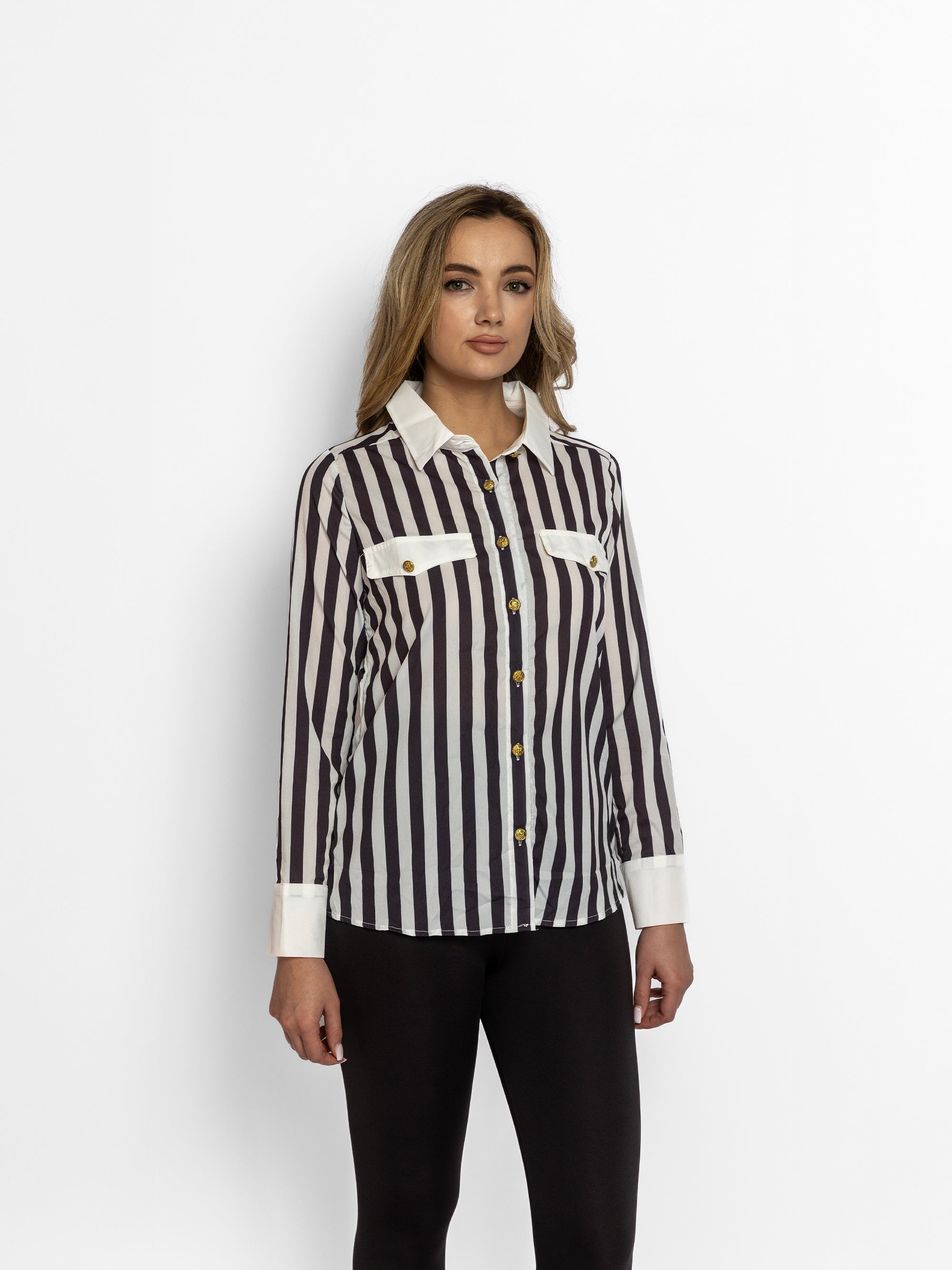 Camasa din Bumbac "Liana", Alb si Negru