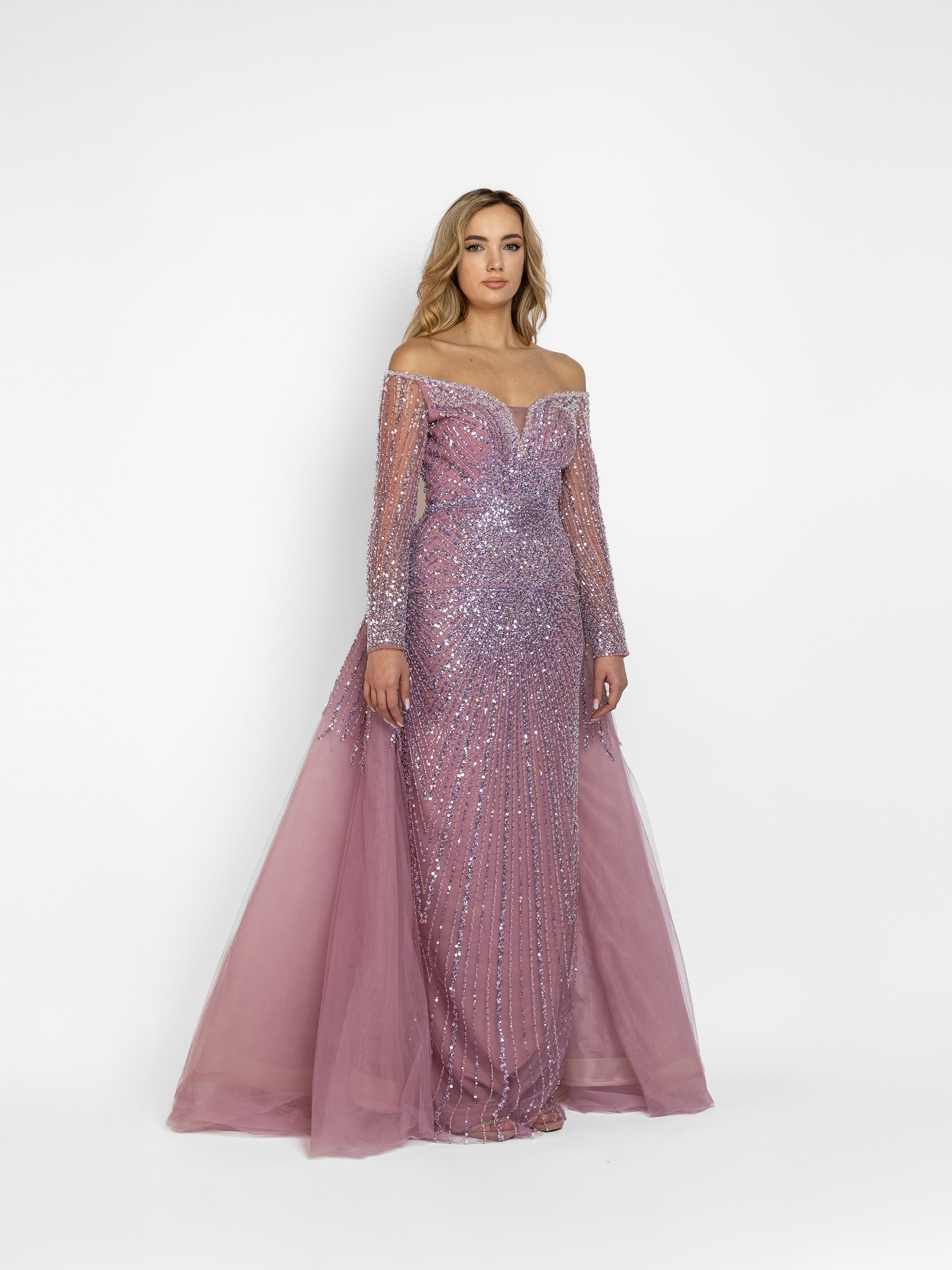 Rochie Lunga "Christal" Lila Trena Detasabila