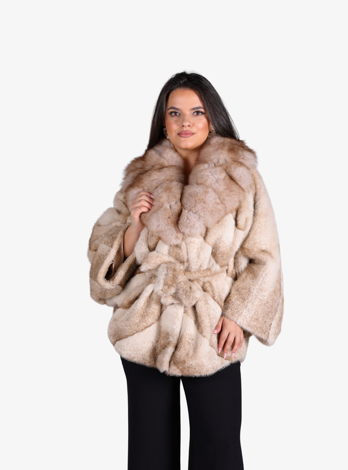Haina De Blana Naturala de Vulpe Polara, Sand Beige