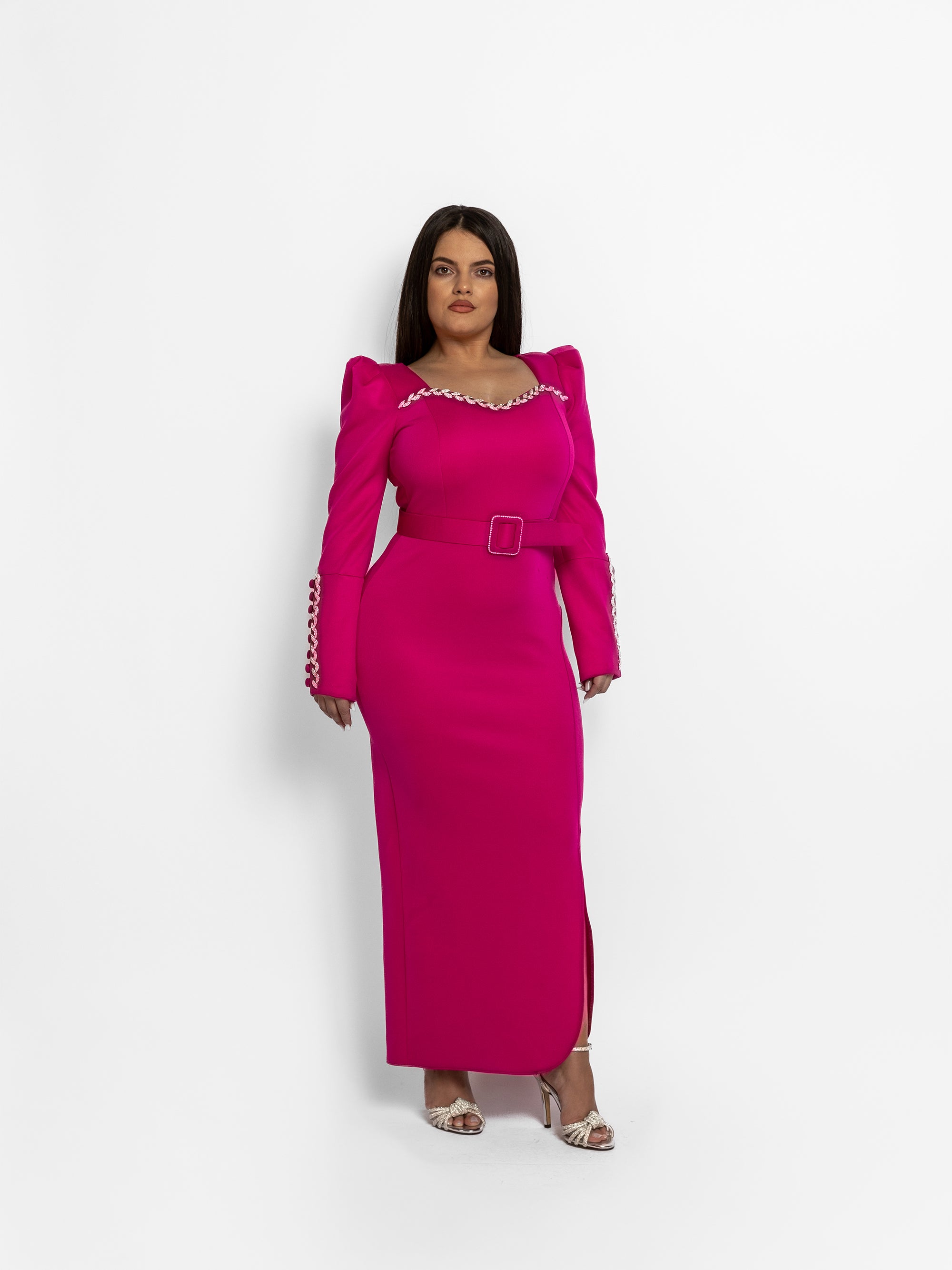 Rochie Lunga din Tafta "Bella", Roz