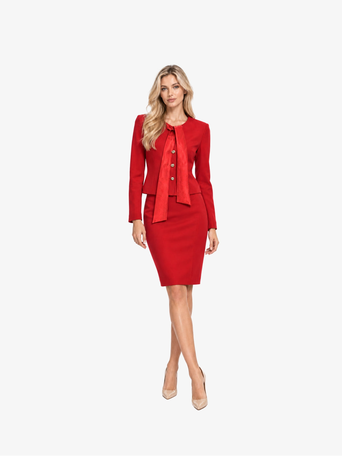 Costum Elegant “Tania”, Rosu
