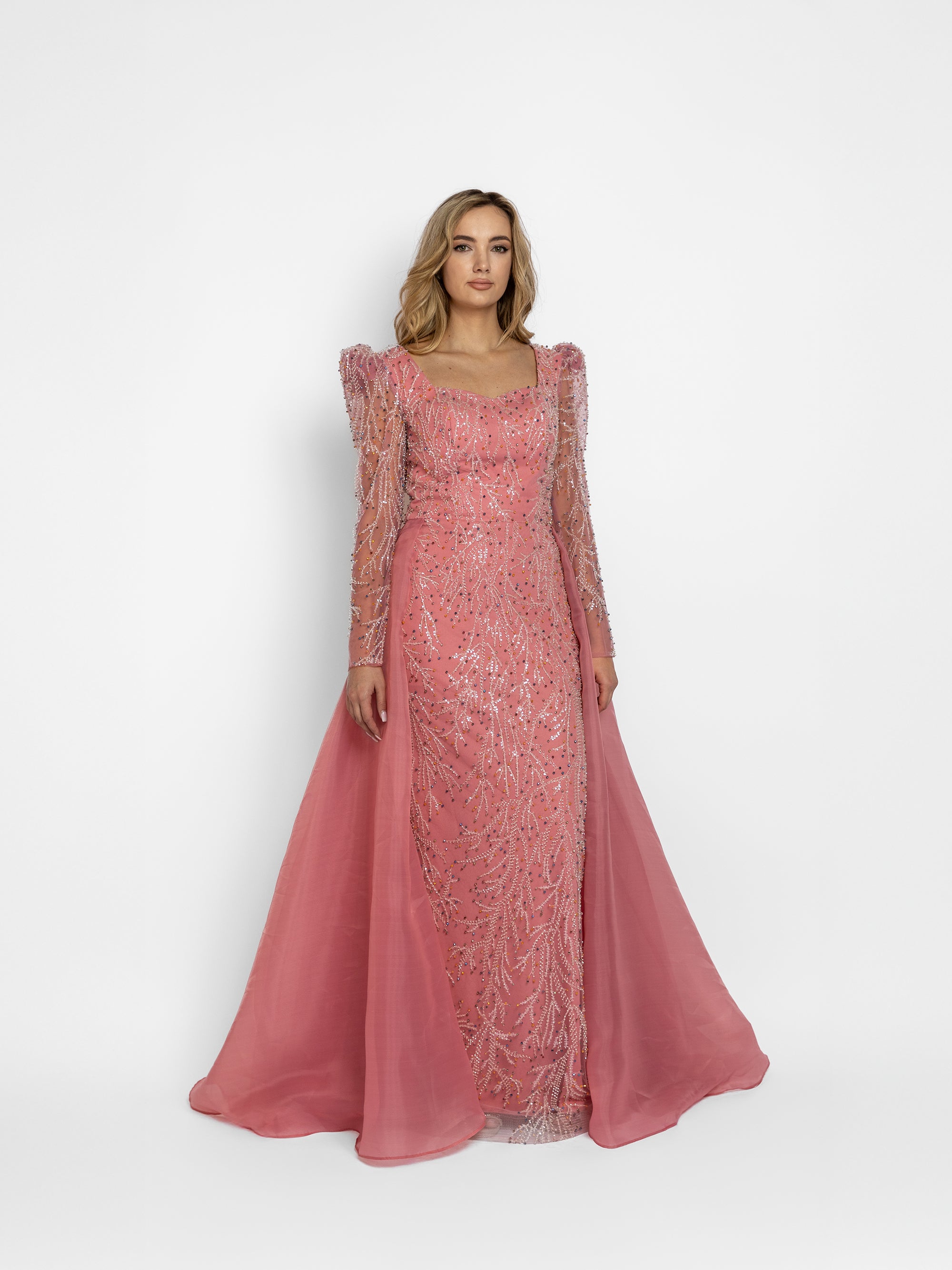 Rochie Lunga cu Trena "Jade", Roz