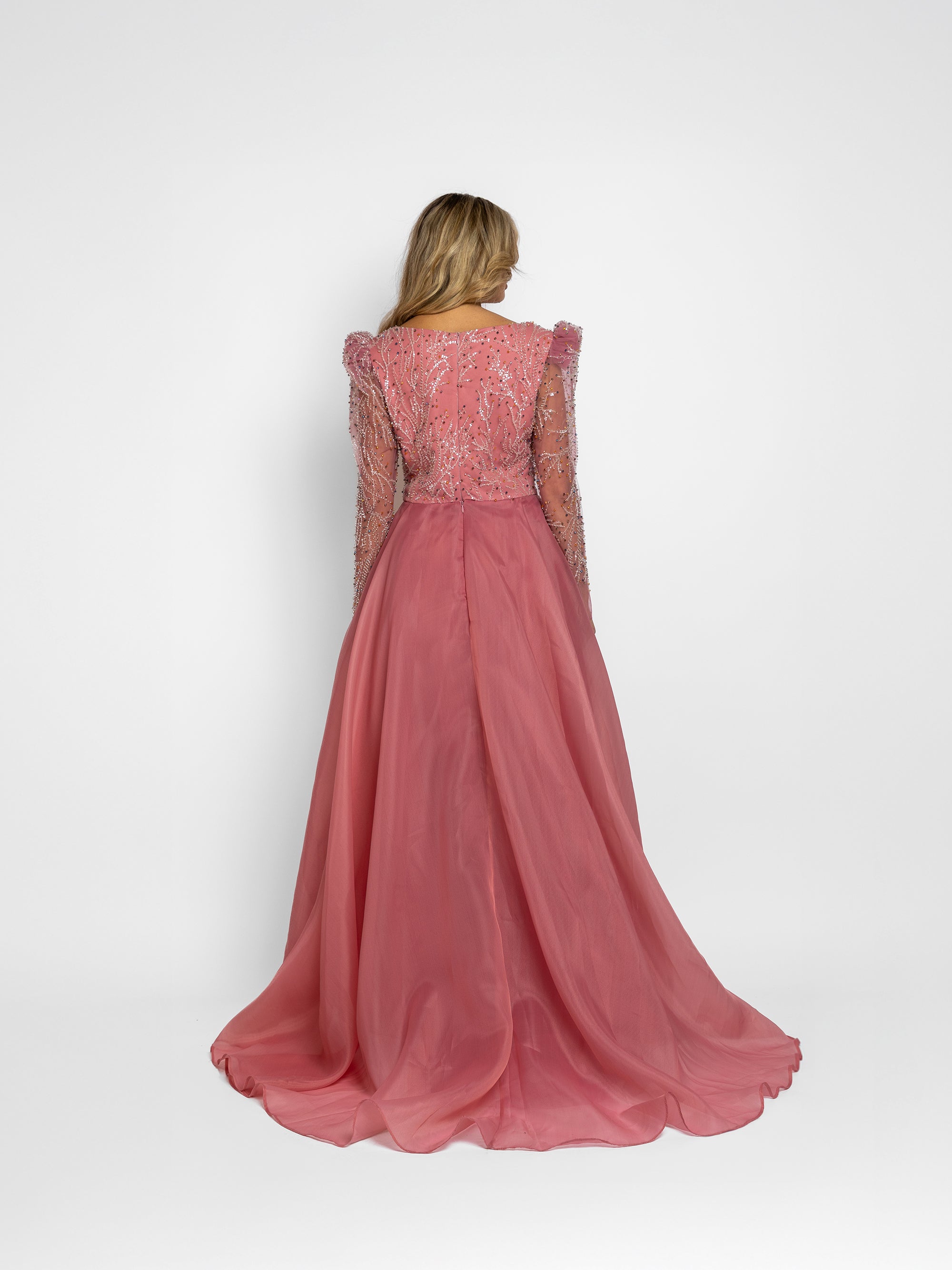 Rochie Lunga cu Trena "Jade", Roz