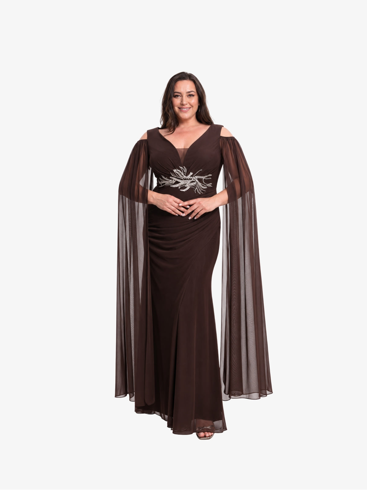 Rochie Eleganta Plus Size “Evora”, Maro Ciocolatiu