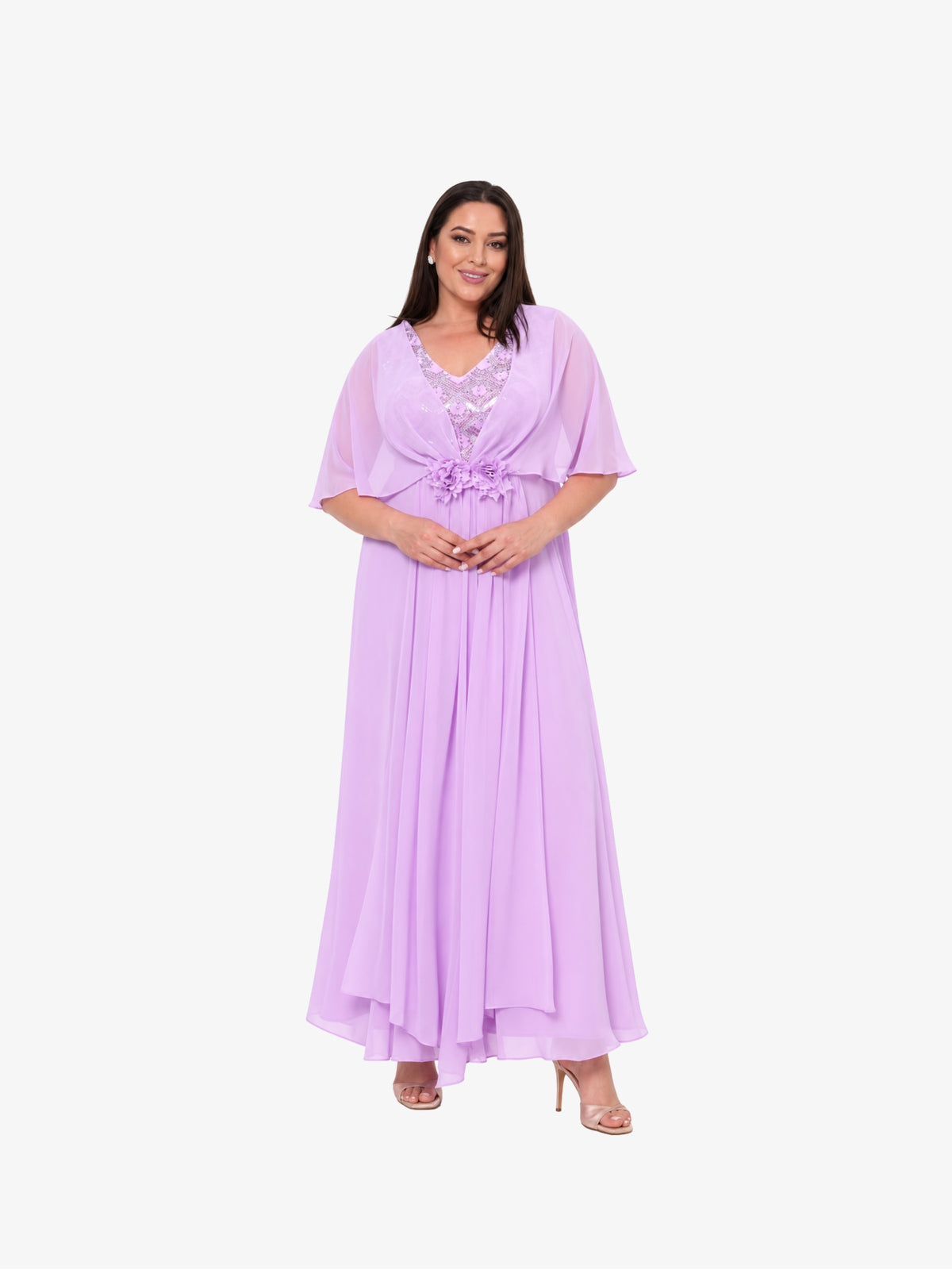 Rochie Eleganta Plus Size “Lavanderia”, Lila Pastel