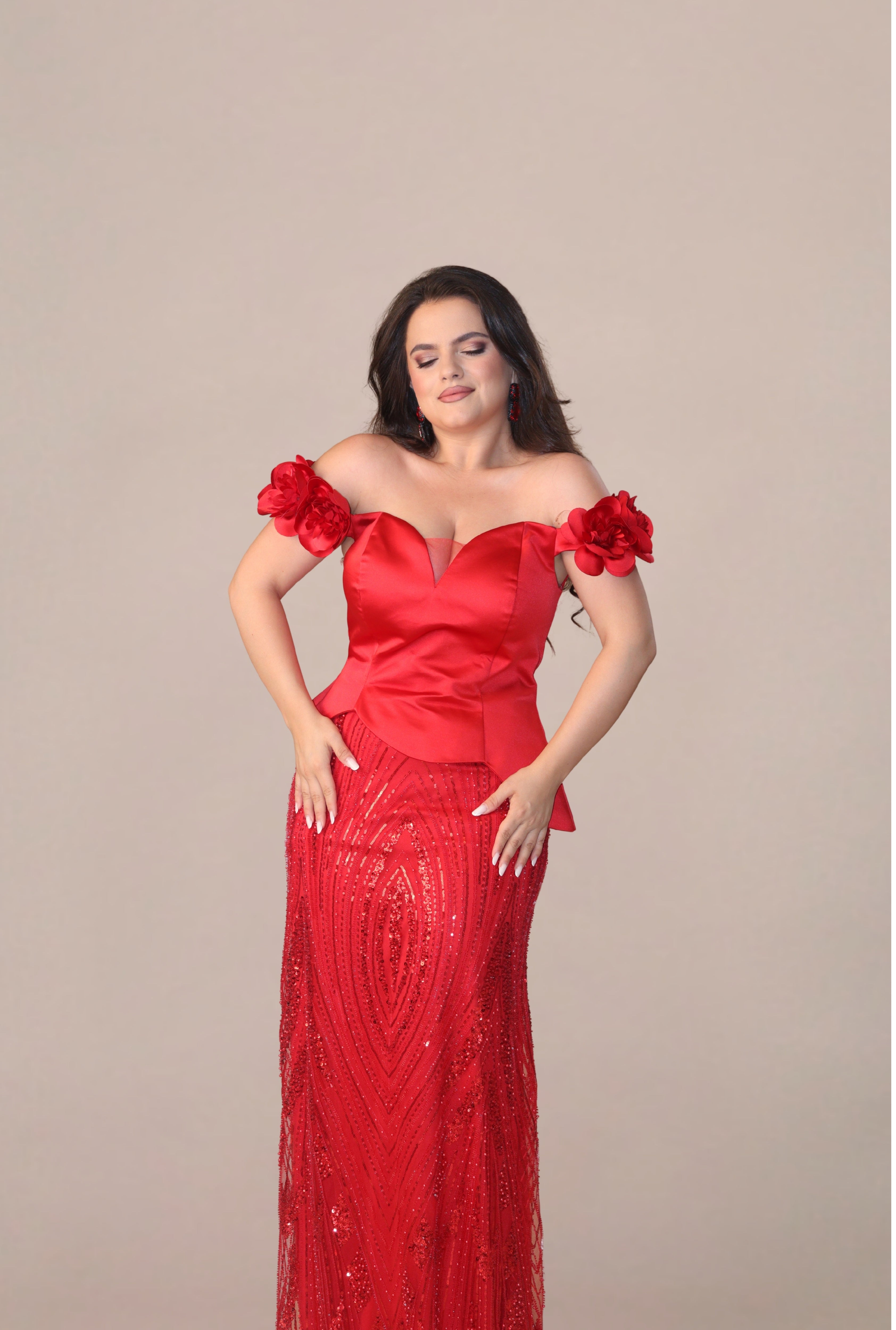 Rochie tip Compleu Elegant “Margot”, Rosu