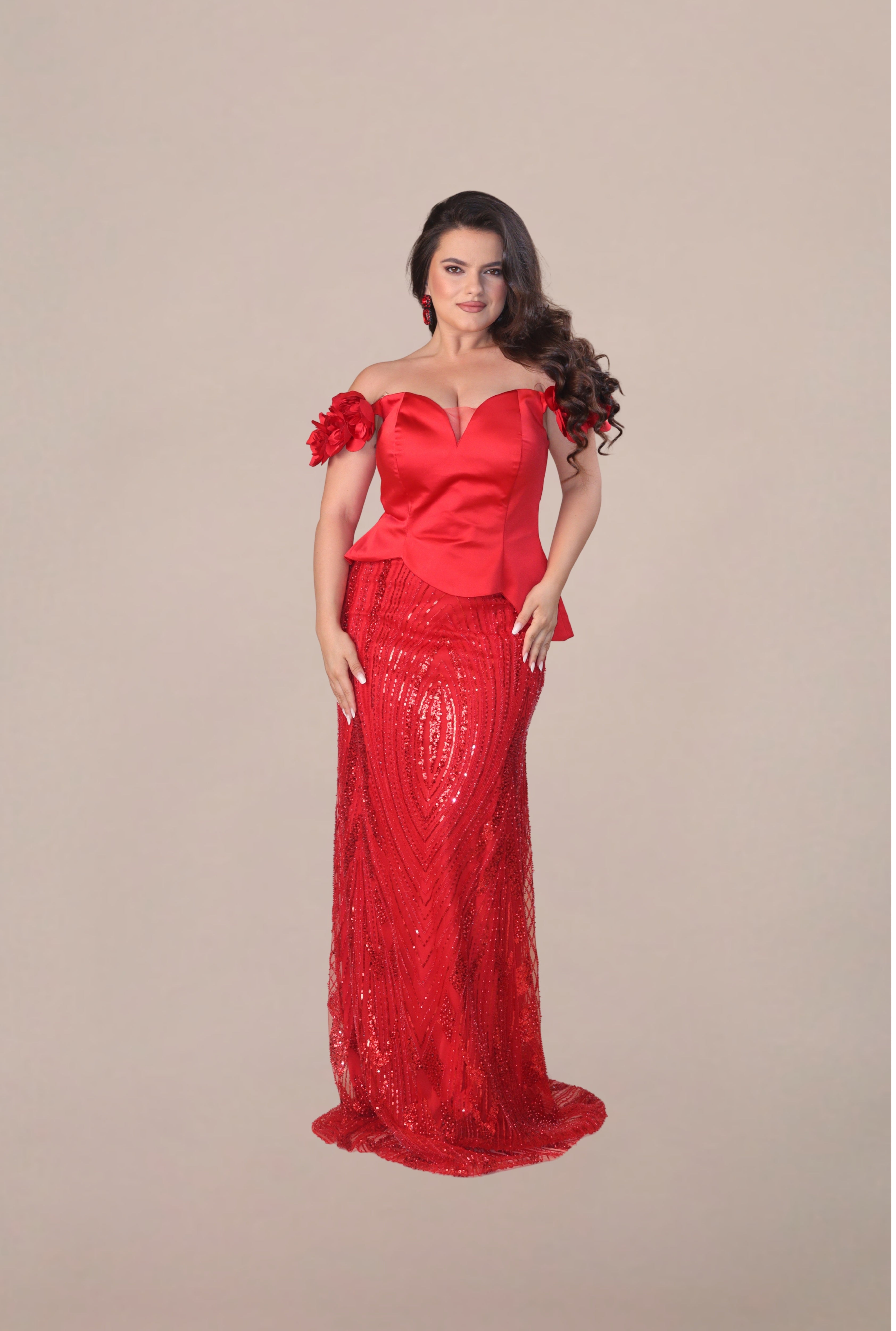 Rochie tip Compleu Elegant “Margot”, Rosu