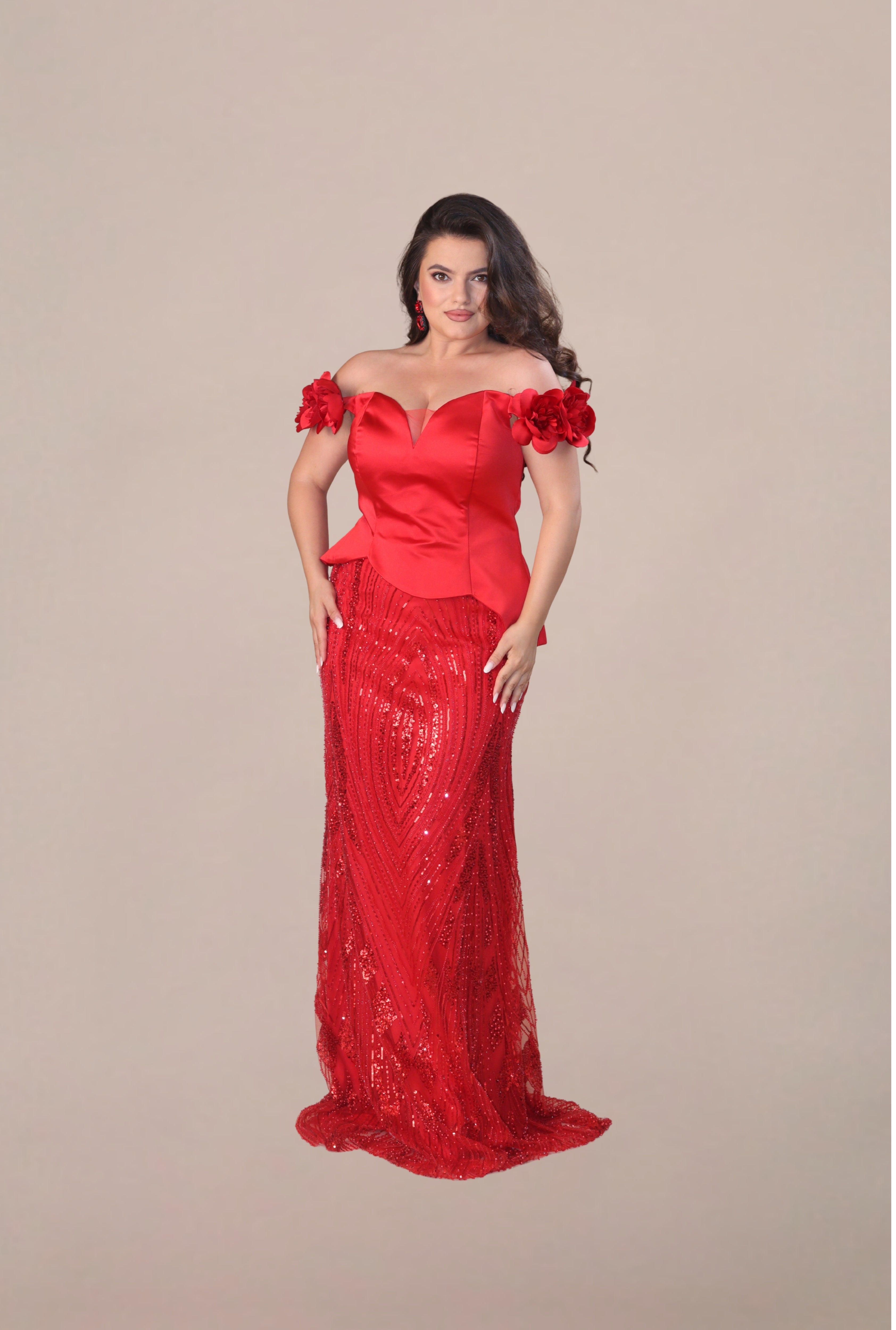 Rochie tip Compleu Elegant “Margot”, Rosu
