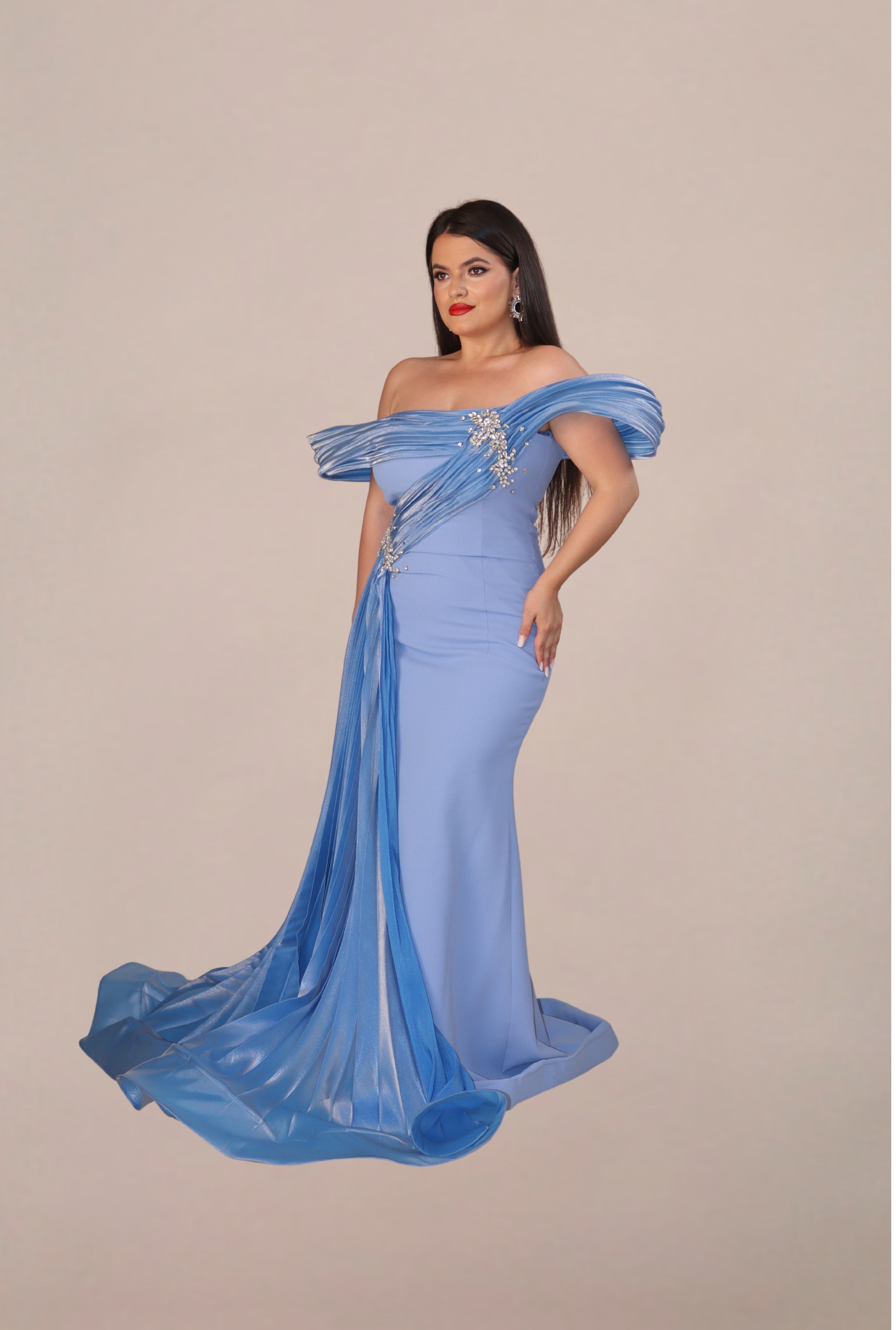 Rochie Lunga "Angelina Luxury", Albastra