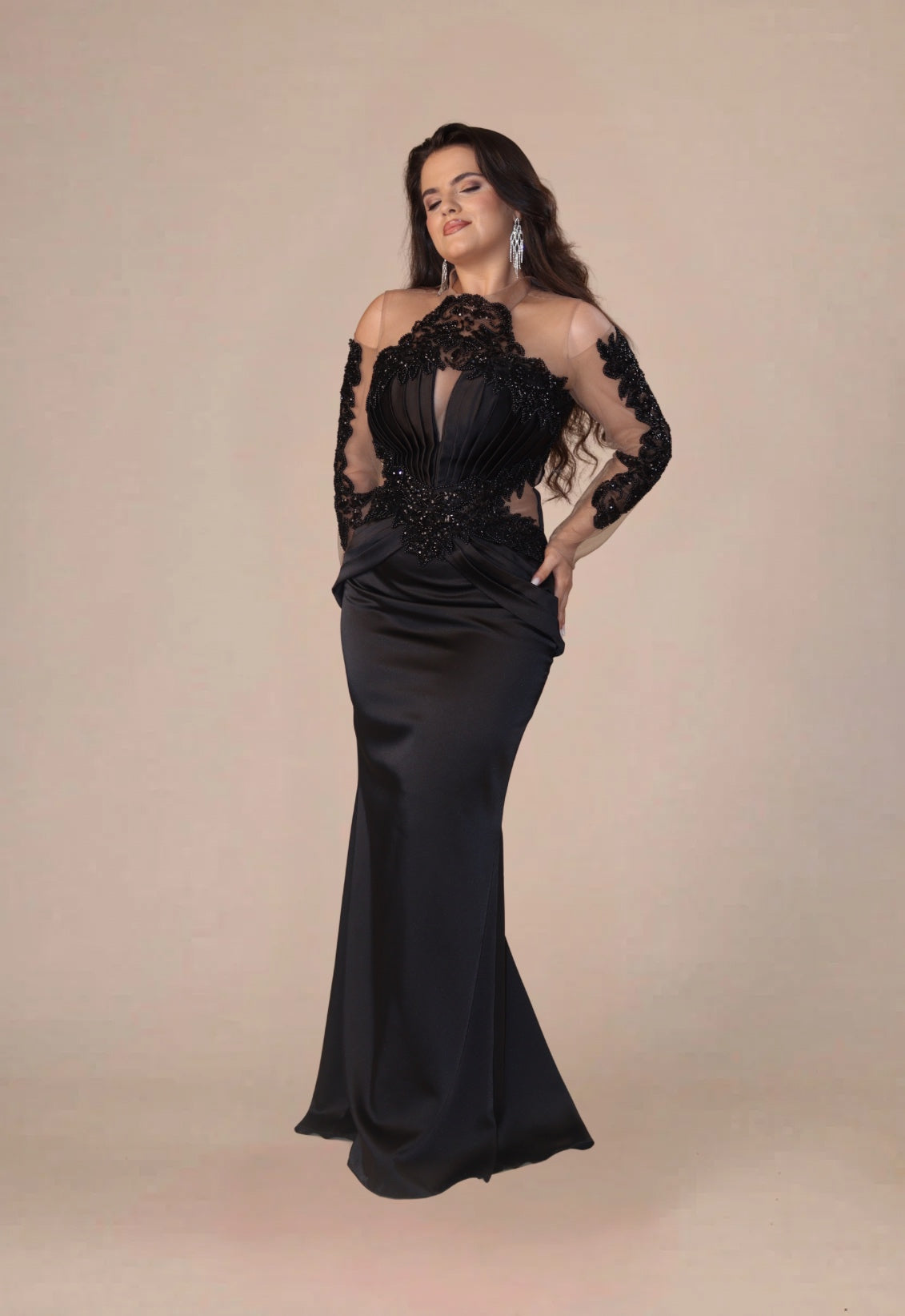 Rochie Lunga "Azira", Neagra - (Video)