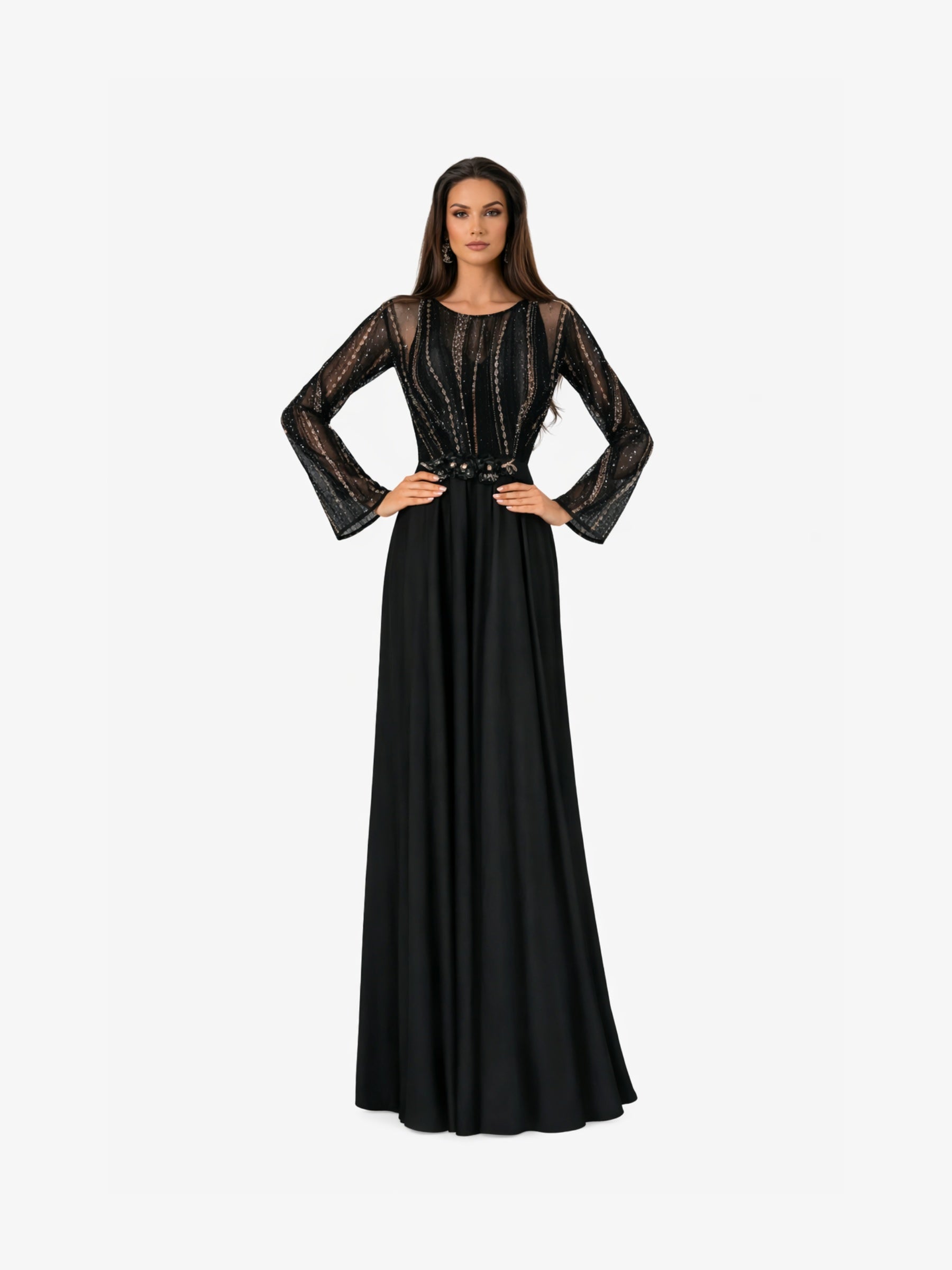 Rochie Lunga “Sicily”, Negru