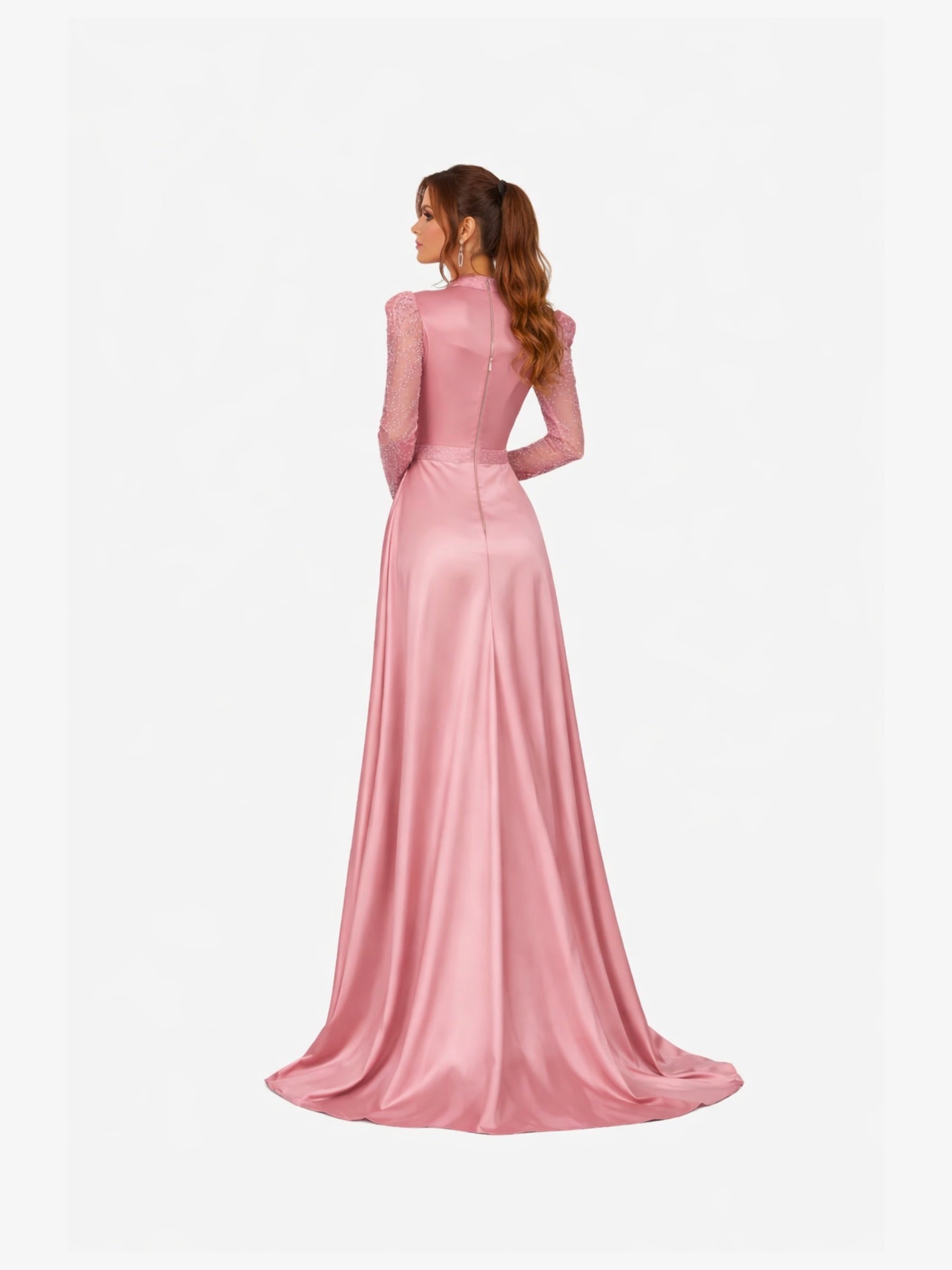 Rochie Lunga cu Trena "Aelya", Roz