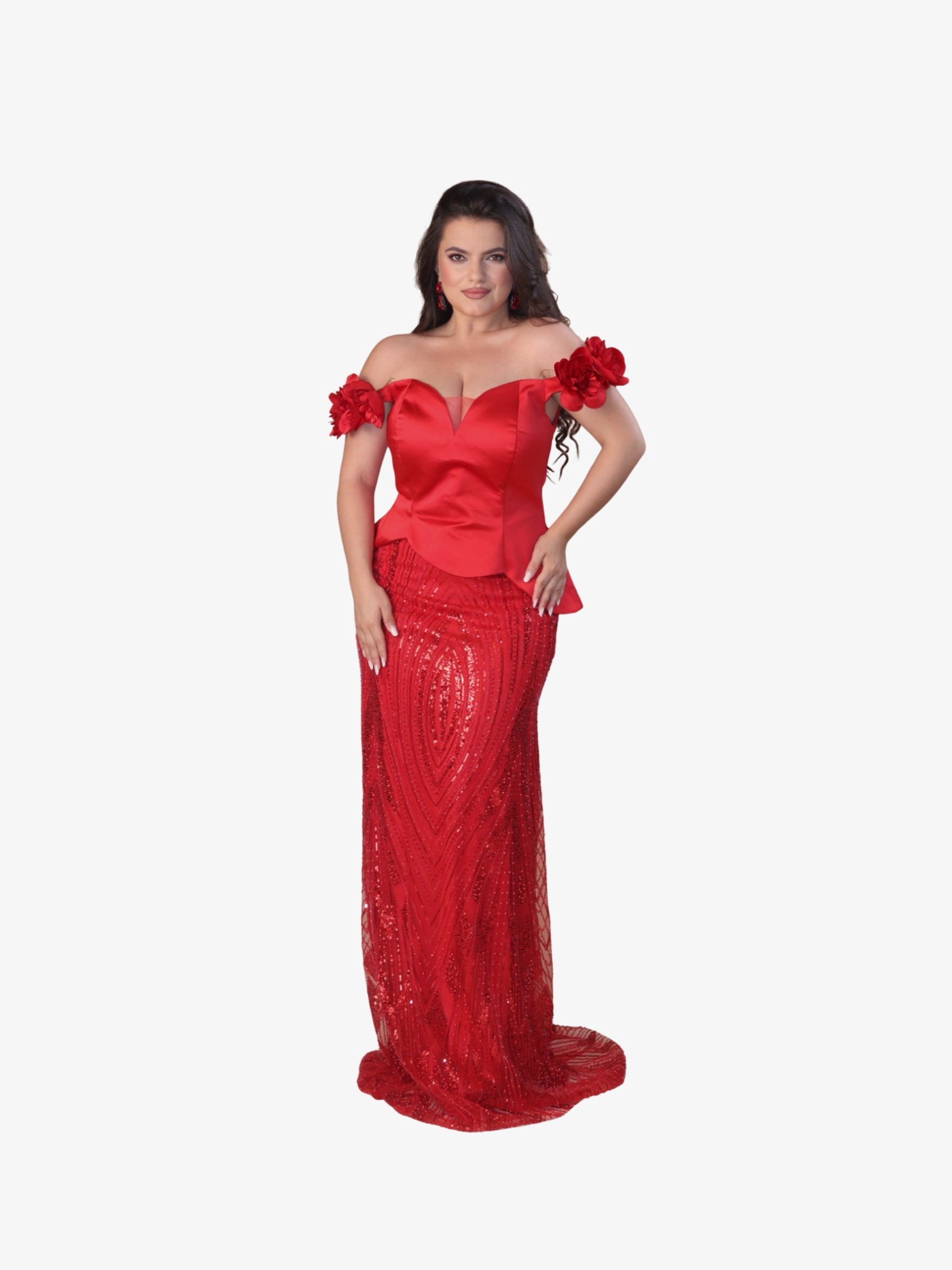 Rochie tip Compleu Elegant “Margot”, Rosu