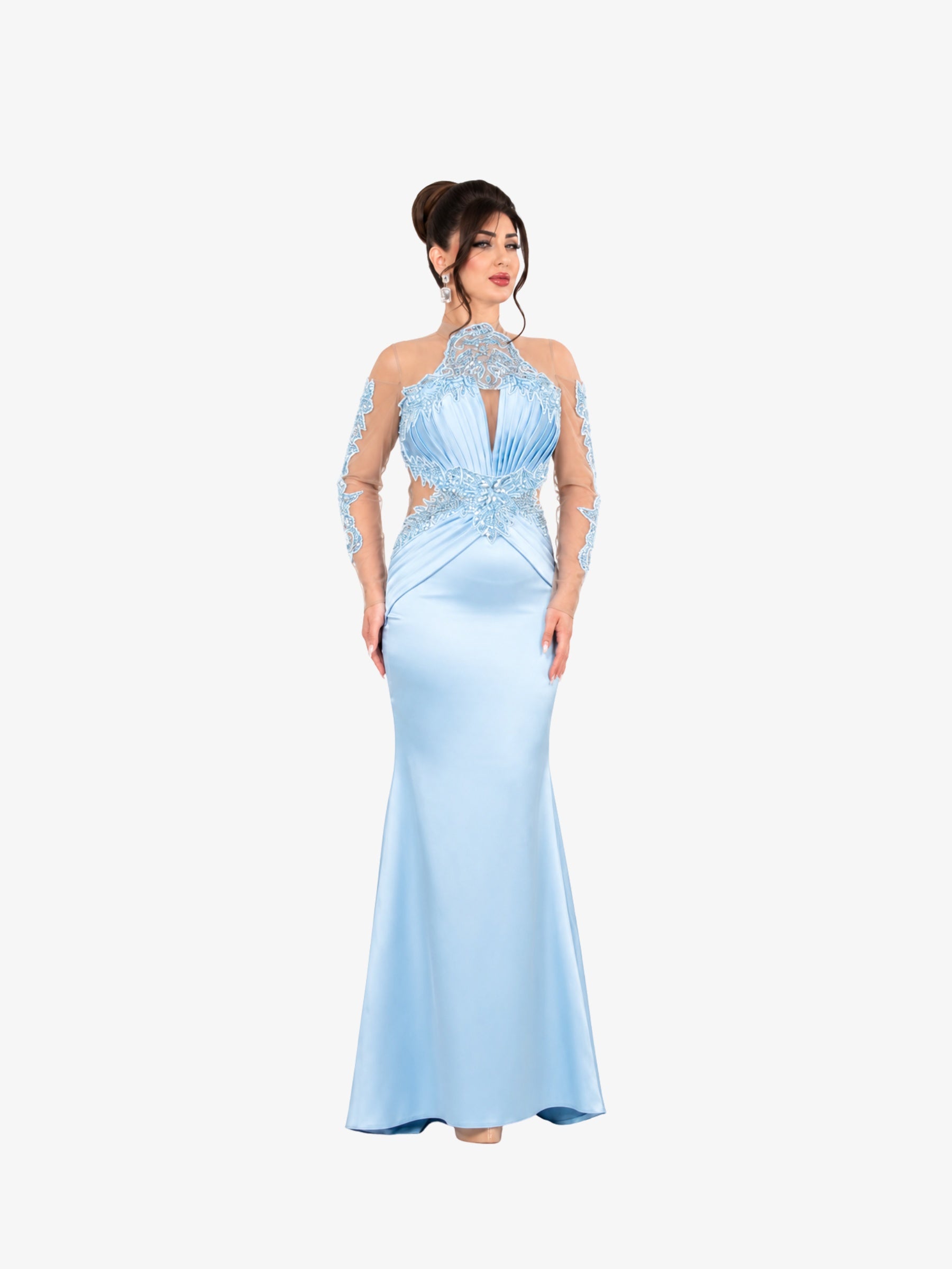 Rochie Lunga "Azira", Albastru Deschis