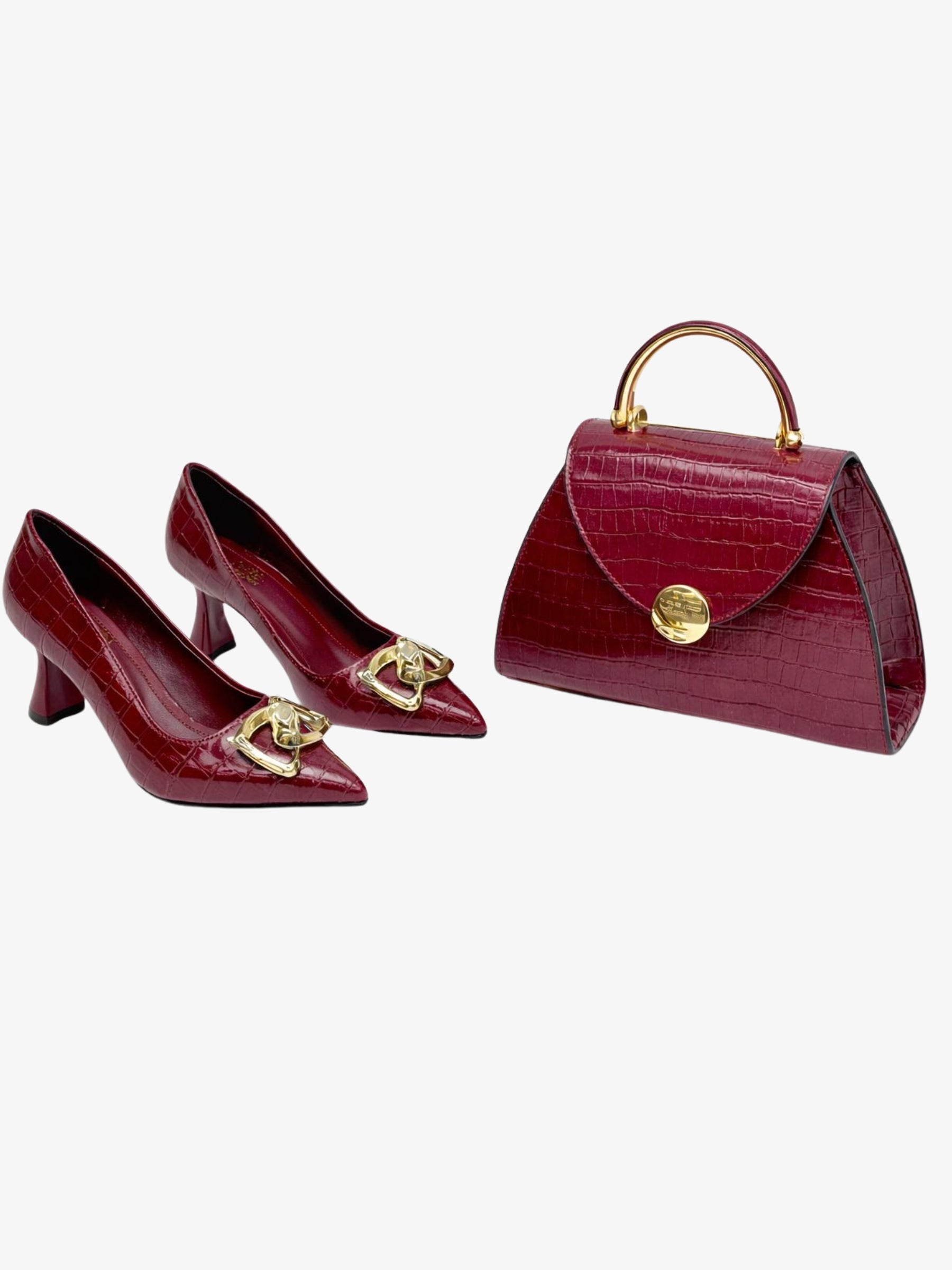 Set Pantofi si Geanta Bordo "Deniz", Rosu