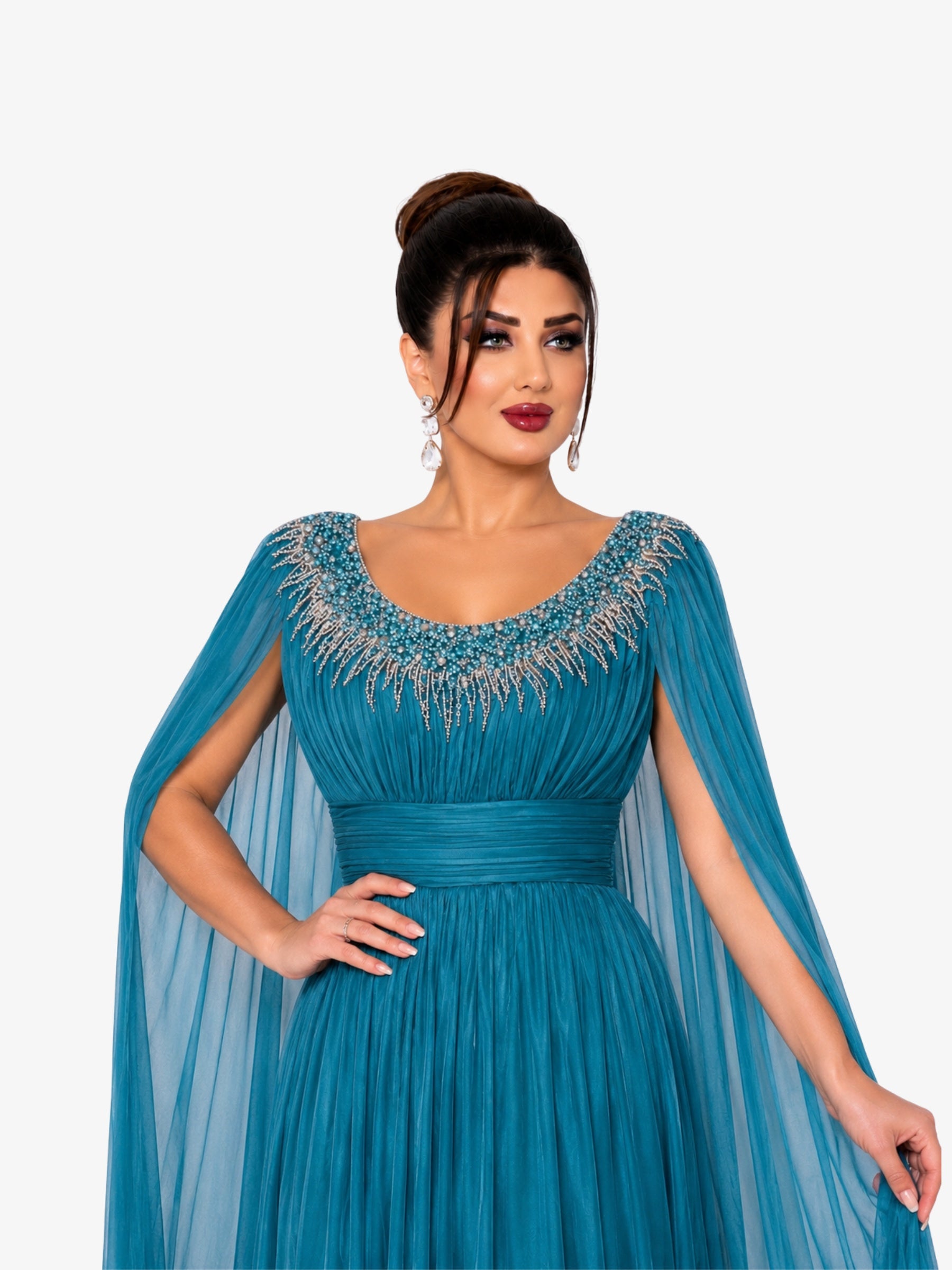 Rochie Eleganta “Flores”, Turcoaz