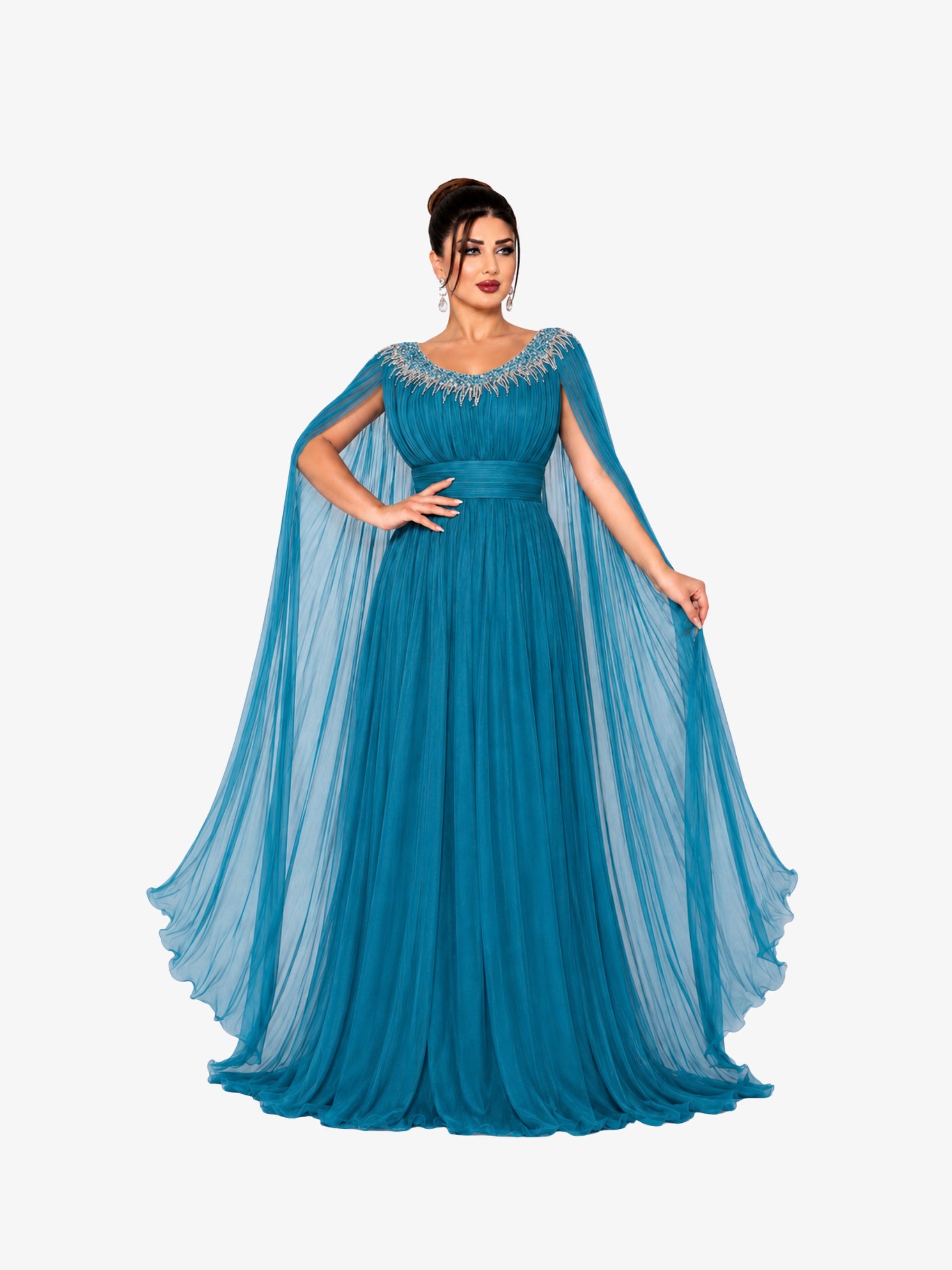 Rochie Eleganta “Flores”, Turcoaz