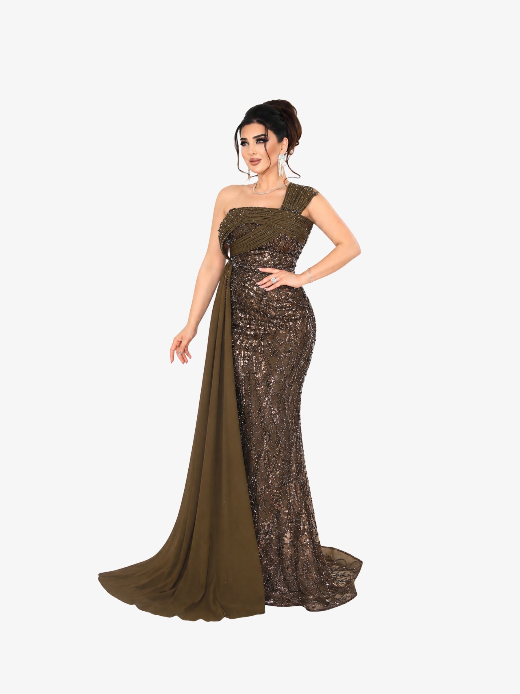 Rochie Luxury “Farya”, Verde Oliv Inchis