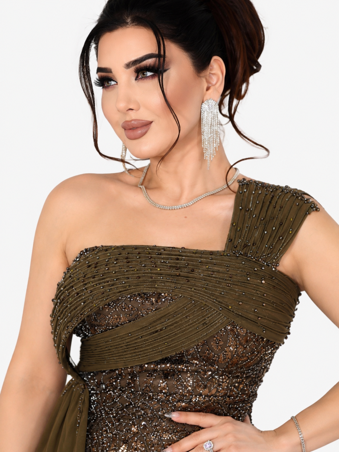 Rochie Luxury “Farya”, Verde Oliv Inchis